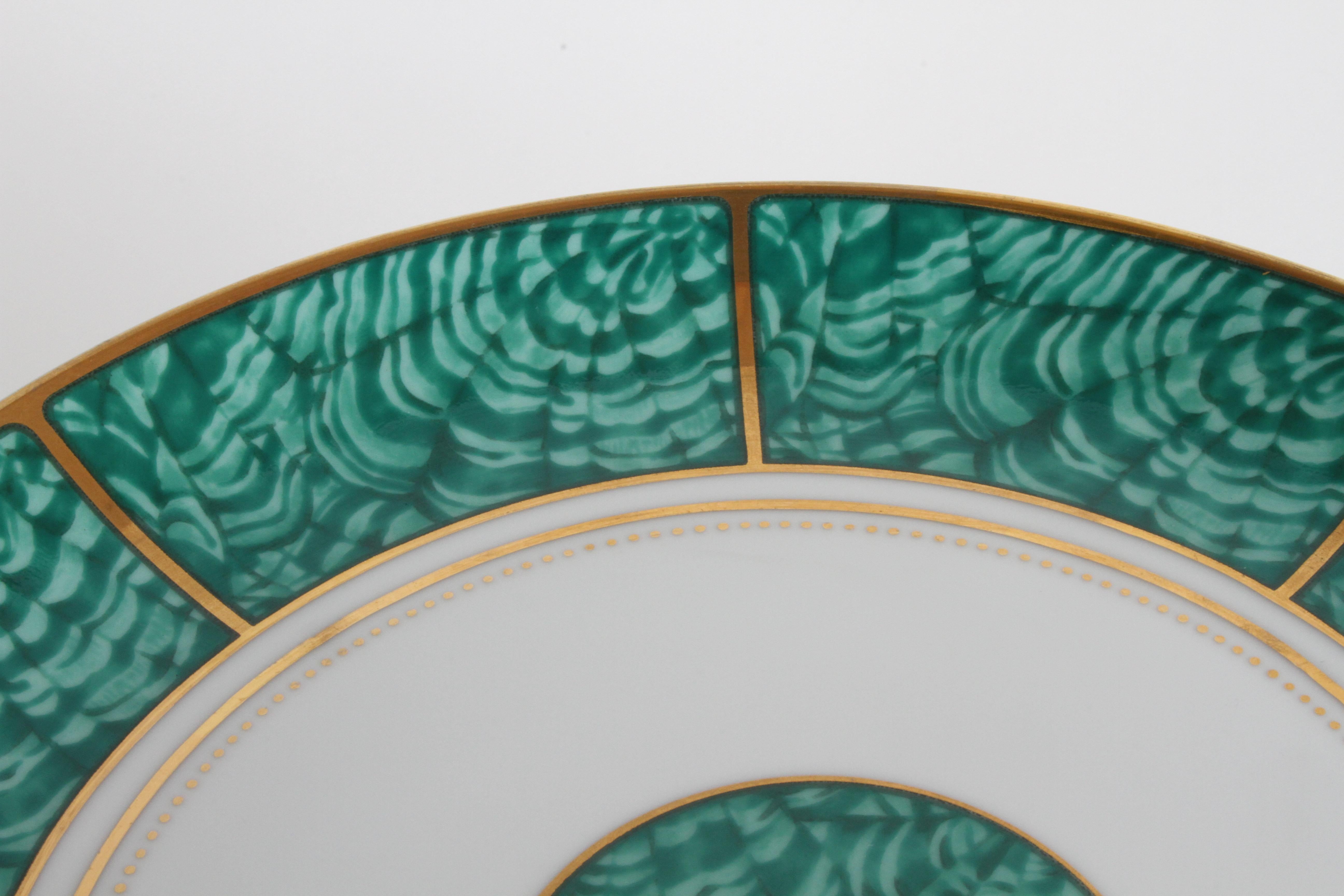 American Georges Briard Mid-Century Imperial Malachite China Compote or Cake Stand For Sale