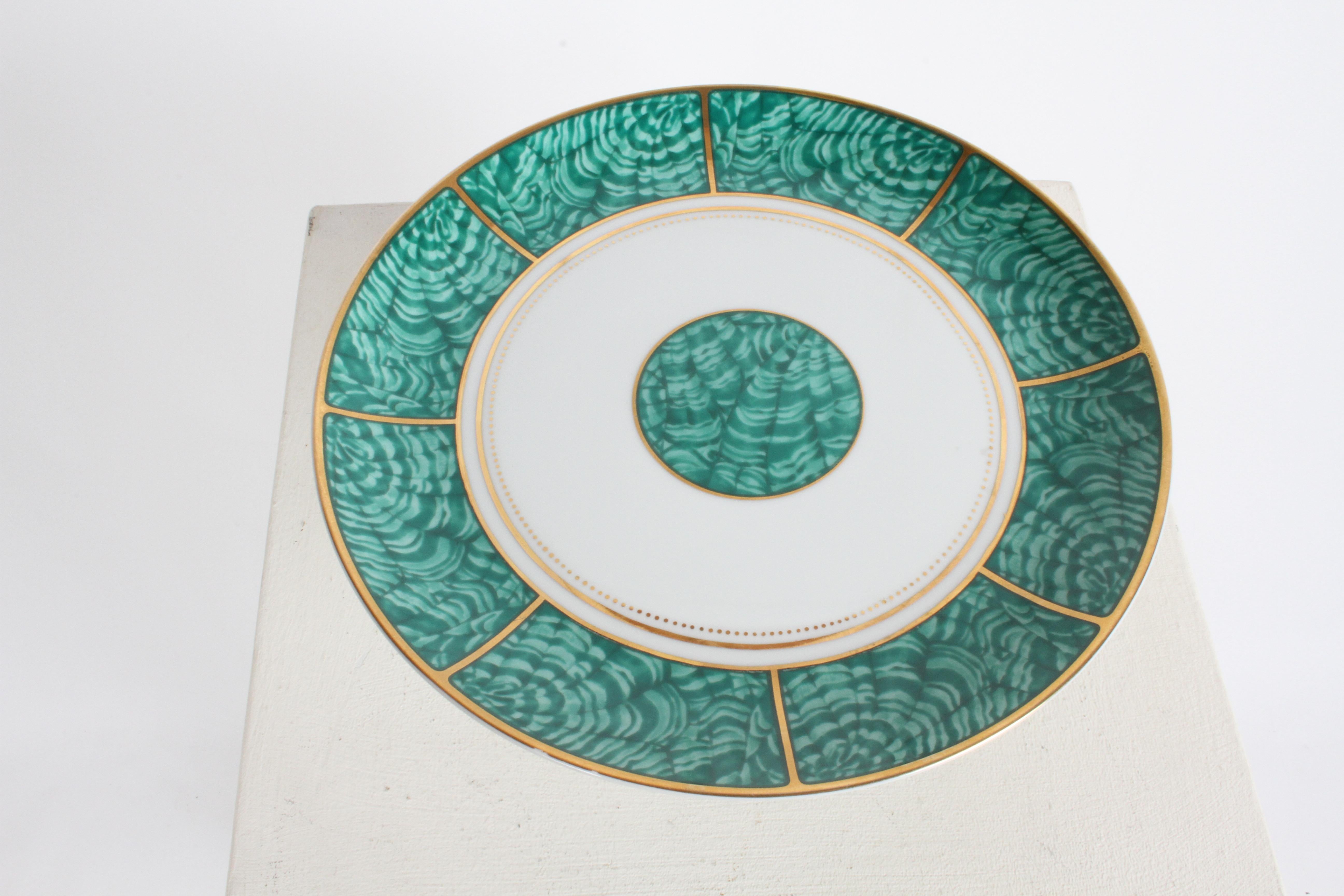 Georges Briard Mid-Century Imperial Malachite China Compote or Cake Stand In Good Condition For Sale In St. Louis, MO