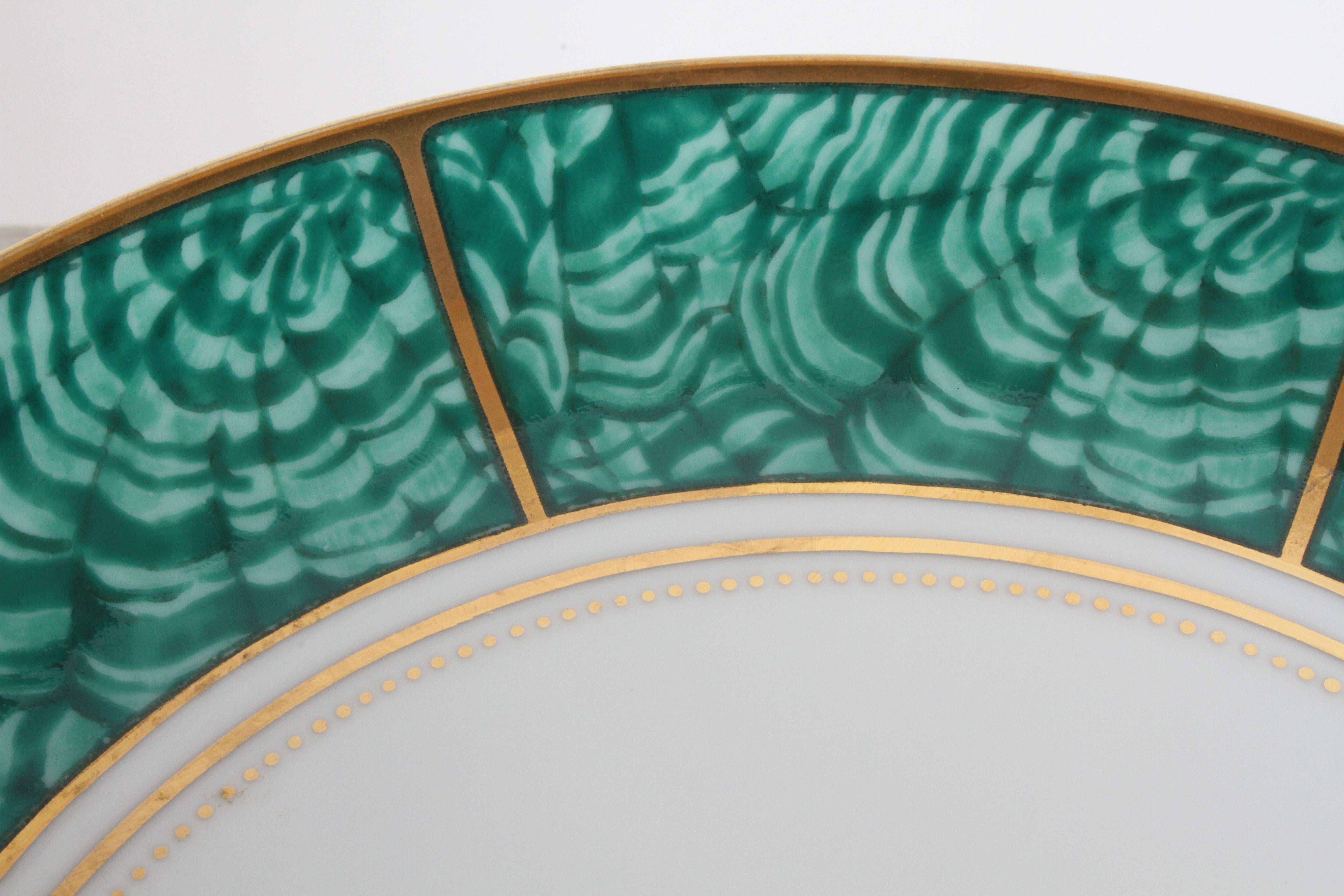 Mid-20th Century Georges Briard Mid-Century Imperial Malachite China Compote or Cake Stand For Sale
