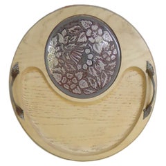 Georges Briard Mid-Century Modern Cerused Cheese Board with Tile, 1960s