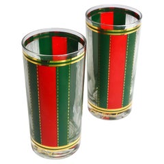 Georges Briard Mid-Century Red & Green Glasses- Set of 6