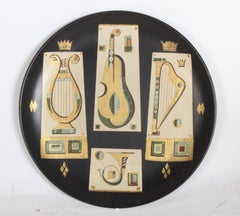 Georges Briard Music Themed Hand Painted Tole Tray or Wall Plaque, circa 1955