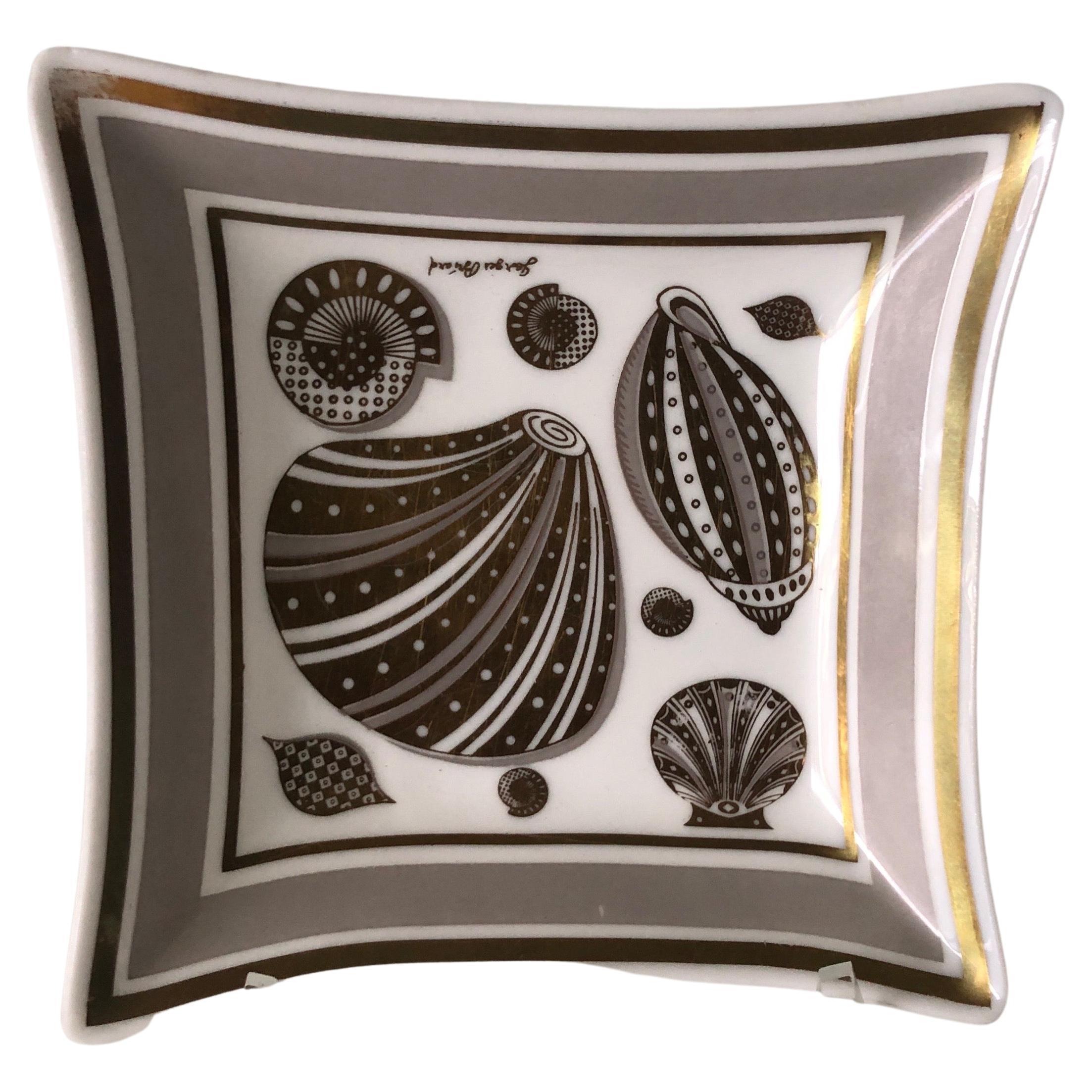 Georges Briard Seashells Square Milk Glass Decorative Candy Dish