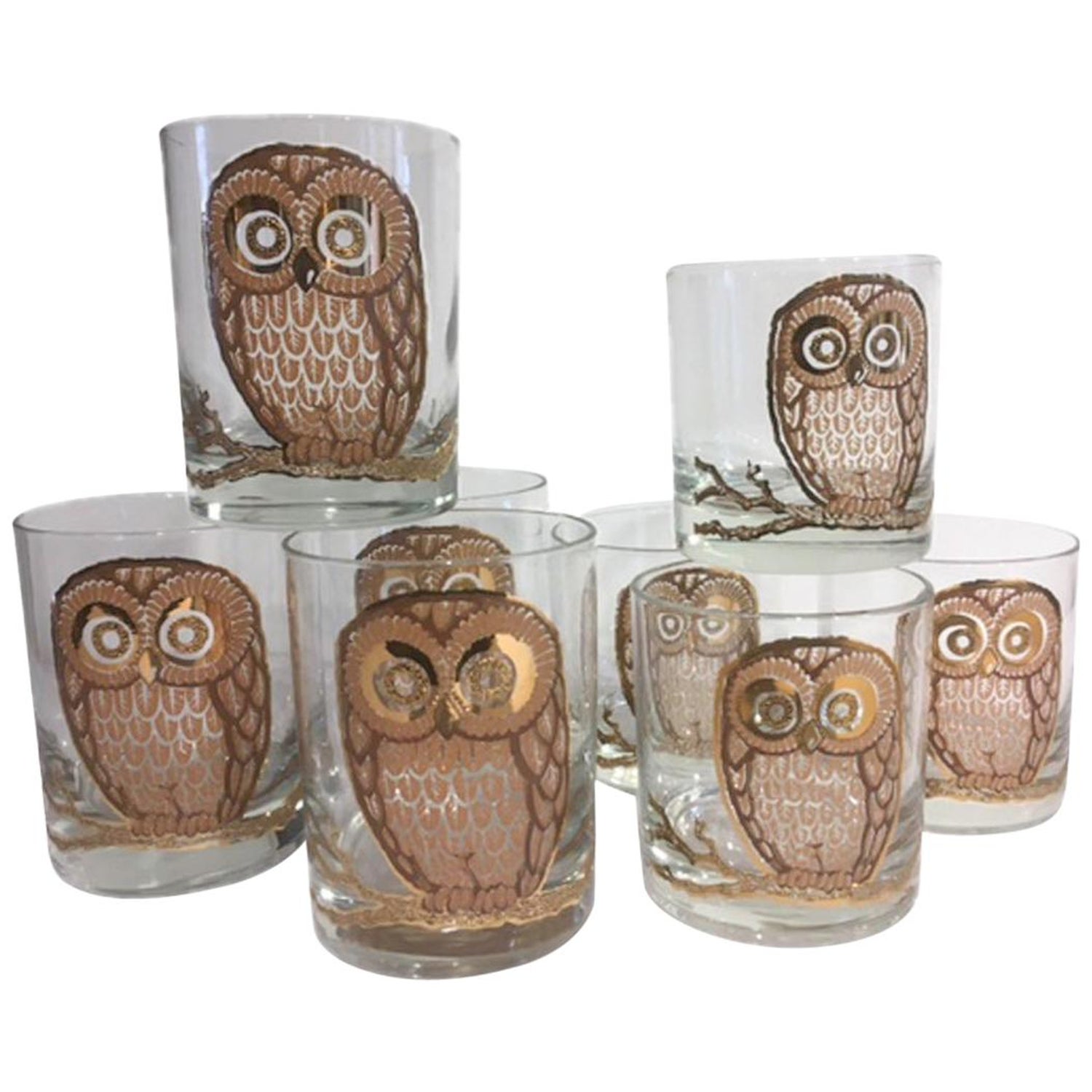 Vintage, Retro, MidCentury MidCentury Owl Glasses By Briard In