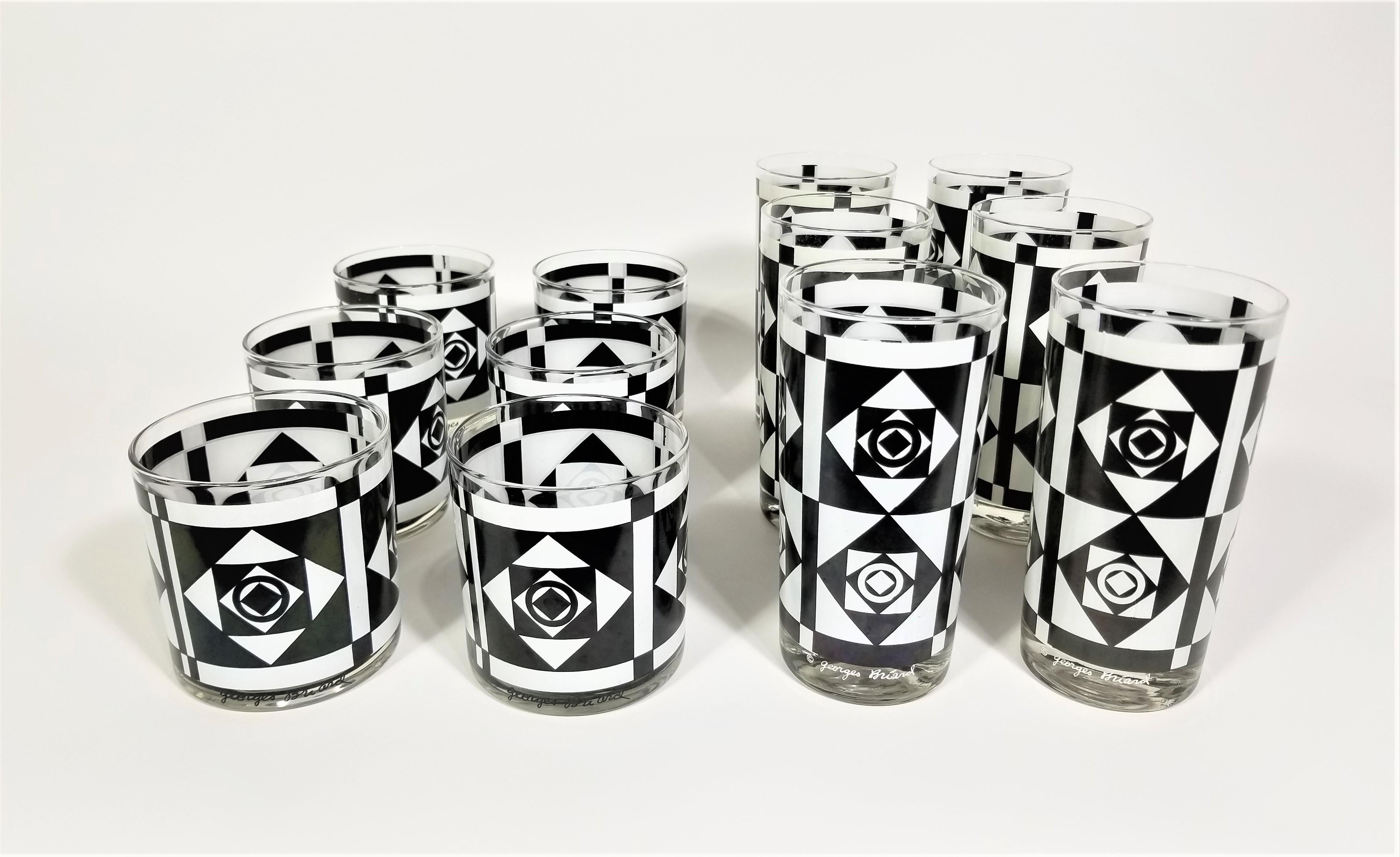 Georges Briard Signed 1960s Mod Glassware Barware Mid Century Set of 12 For Sale 7