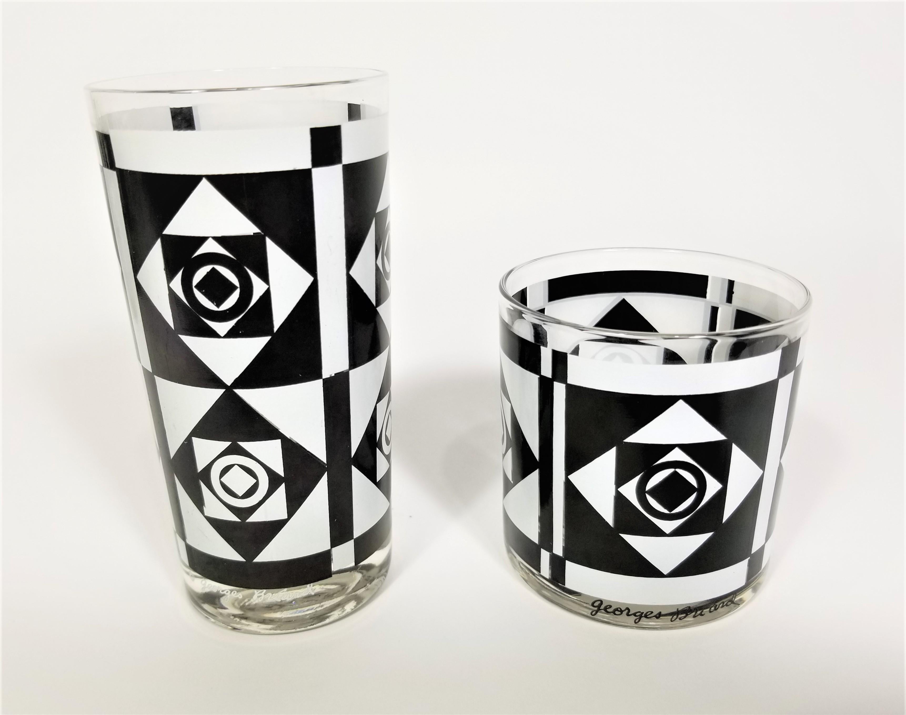 20th Century Georges Briard Signed 1960s Mod Glassware Barware Mid Century Set of 12 For Sale