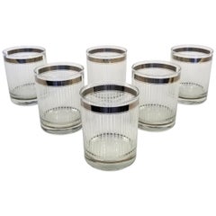 Georges Briard Signed Glassware or Barware Set of 6 Silver Midcentury