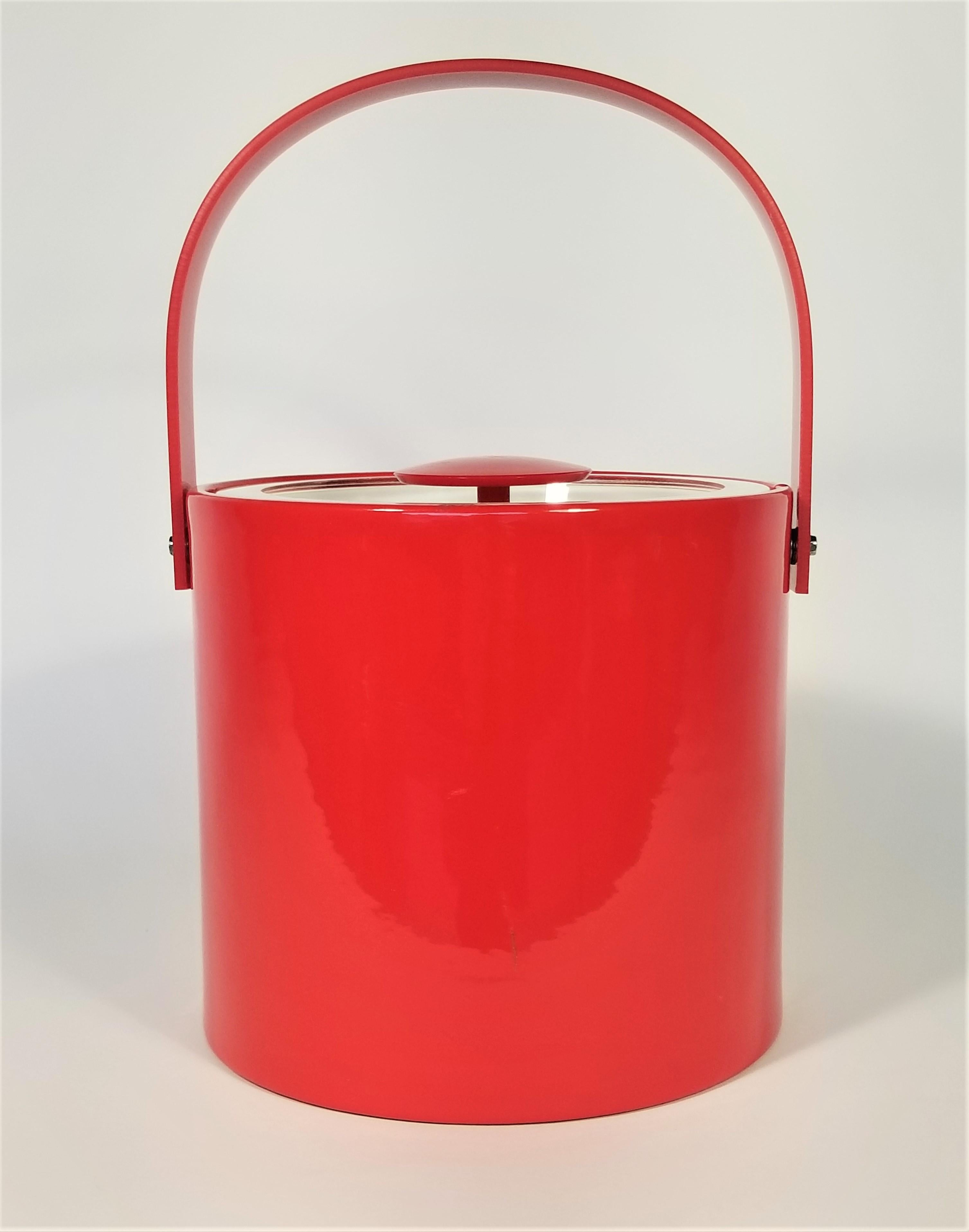 Georges Briard Signed Red Ice Bucket Midcentury 5