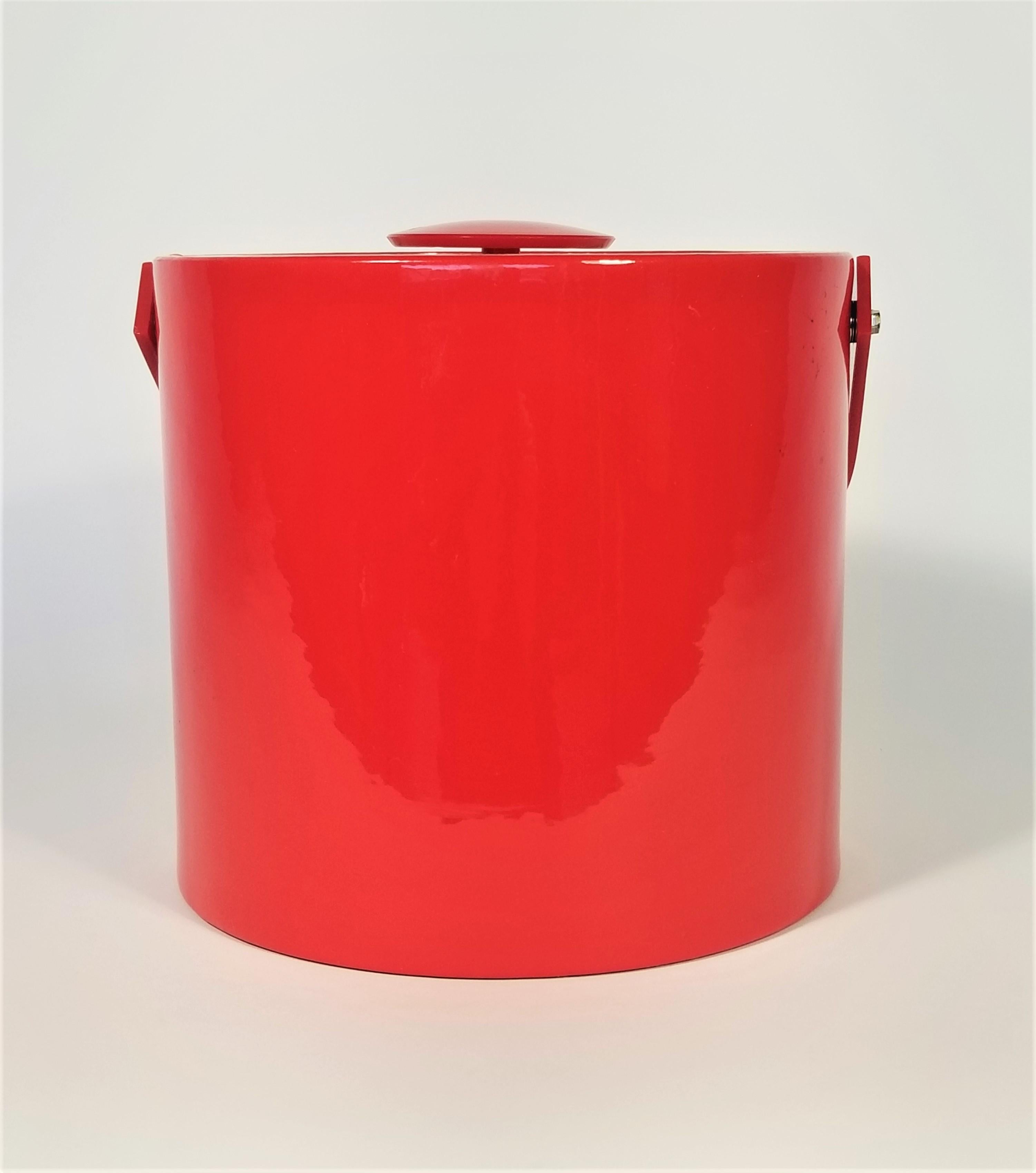 20th Century Georges Briard Signed Red Ice Bucket Midcentury
