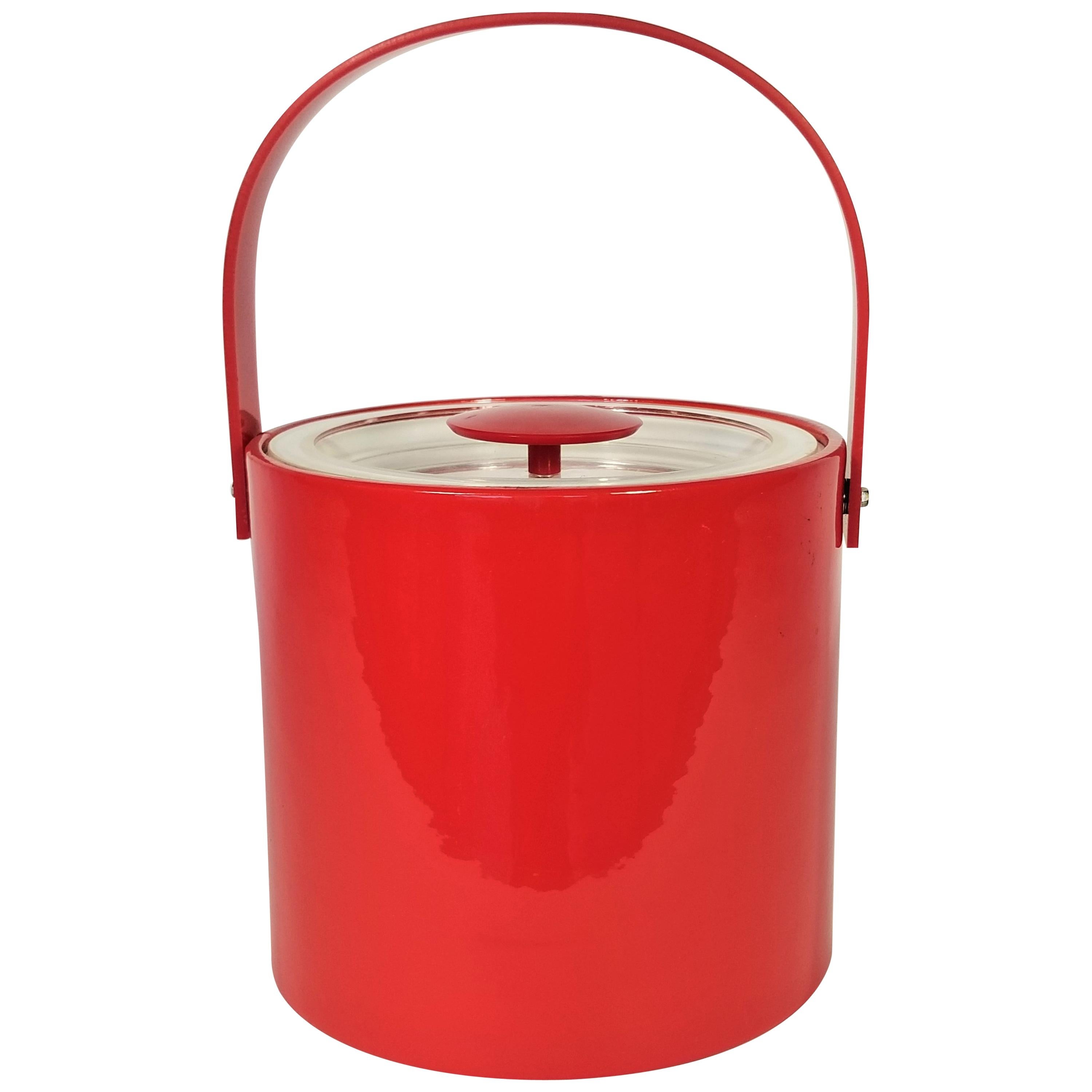 Georges Briard Signed Red Ice Bucket Midcentury
