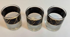 Georges Briard Vintage Black Band with 22K Gold Splatter Design Signed Set of 3