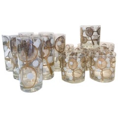 Georges Briard Vintage Tennis Themed Barware, 8 Highball / 8 Rocks