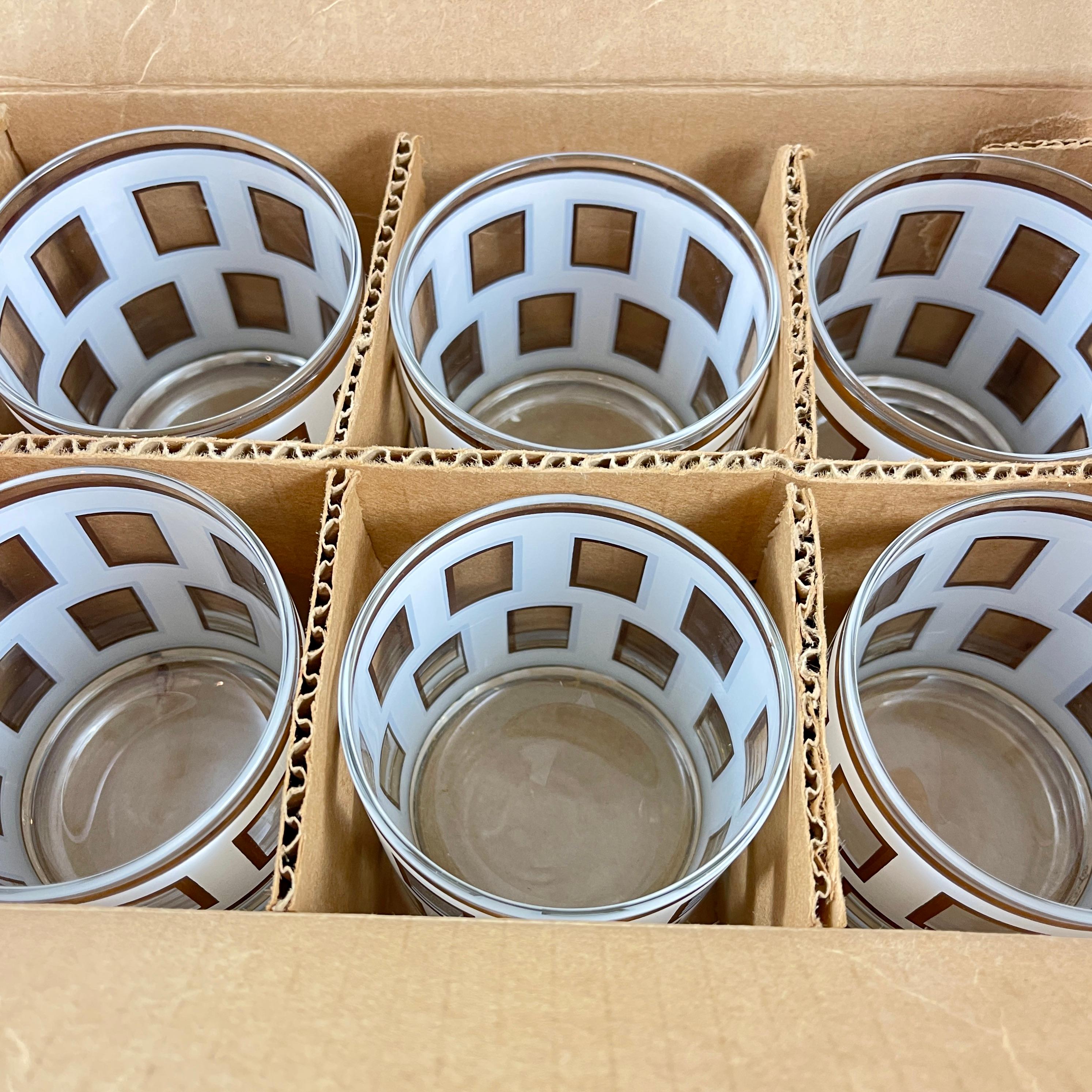 Georges Briard ‘Window’ Rocks Glasses, Set of 6 in original box - 1960s 4