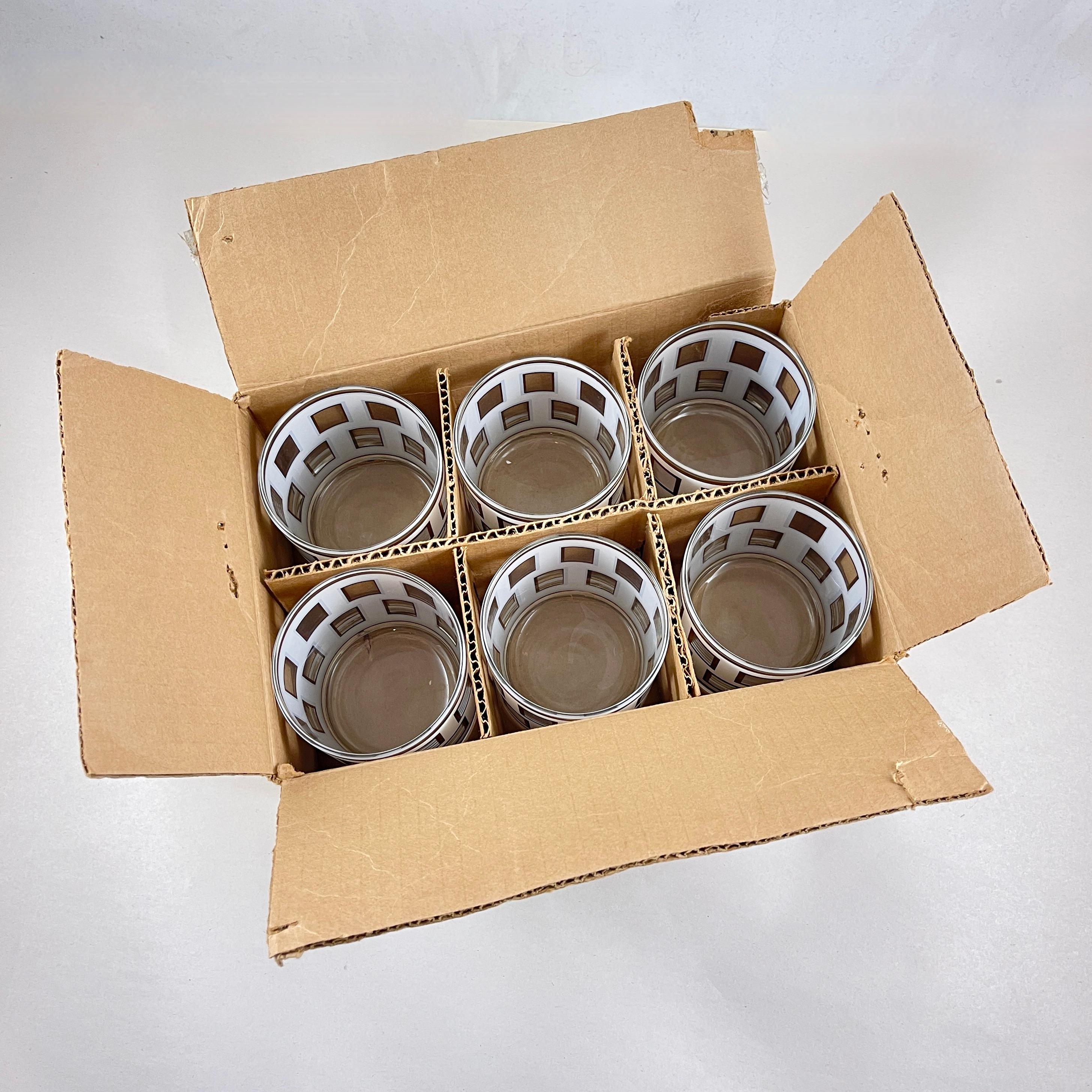 Georges Briard ‘Window’ Rocks Glasses, Set of 6 in original box - 1960s 5
