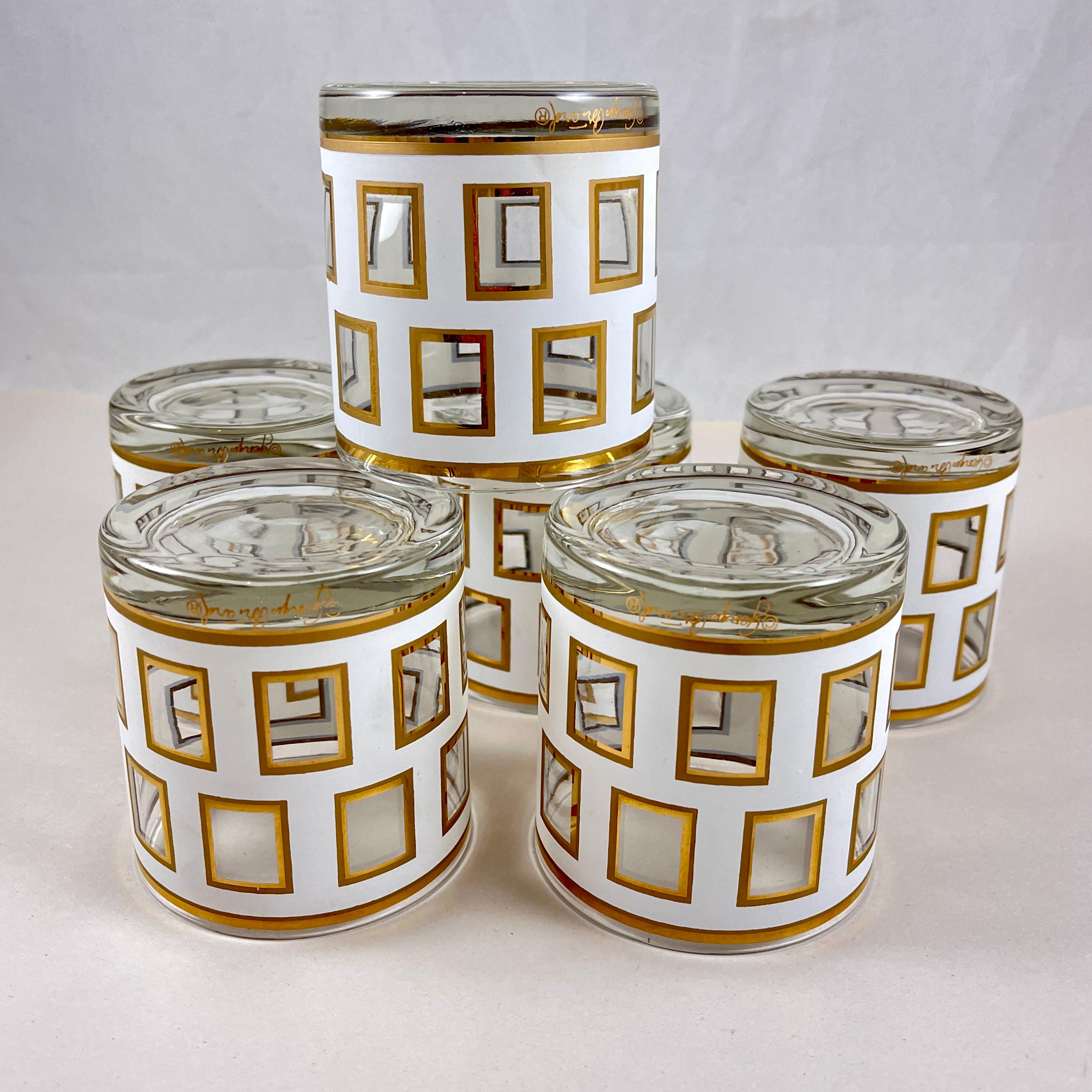 Georges Briard ‘Window’ Rocks Glasses, Set of 6 in original box - 1960s In Excellent Condition In Philadelphia, PA