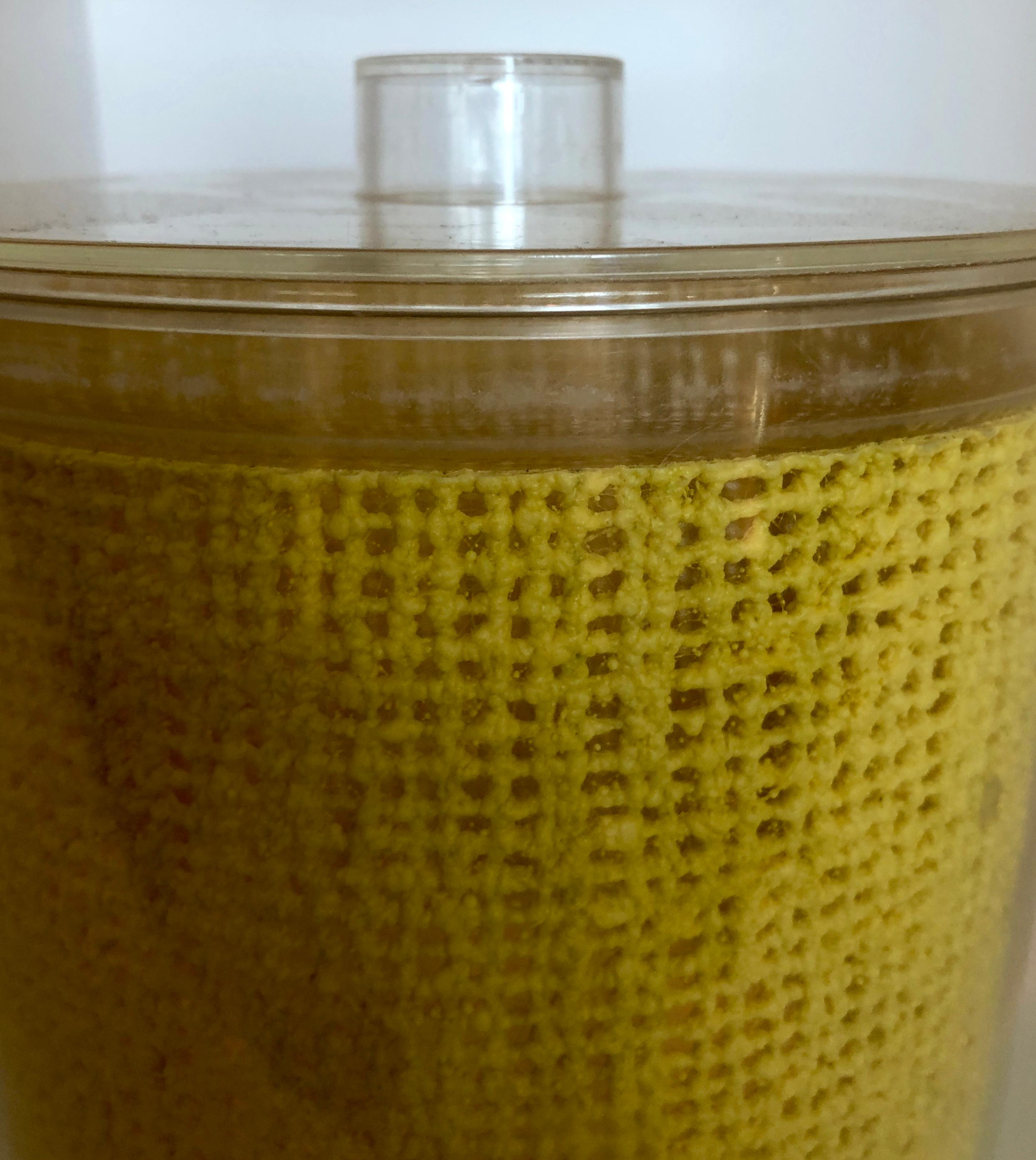 Georges Briard Yellow Embedded Raffia Lucite Covered Ice Bucket 1