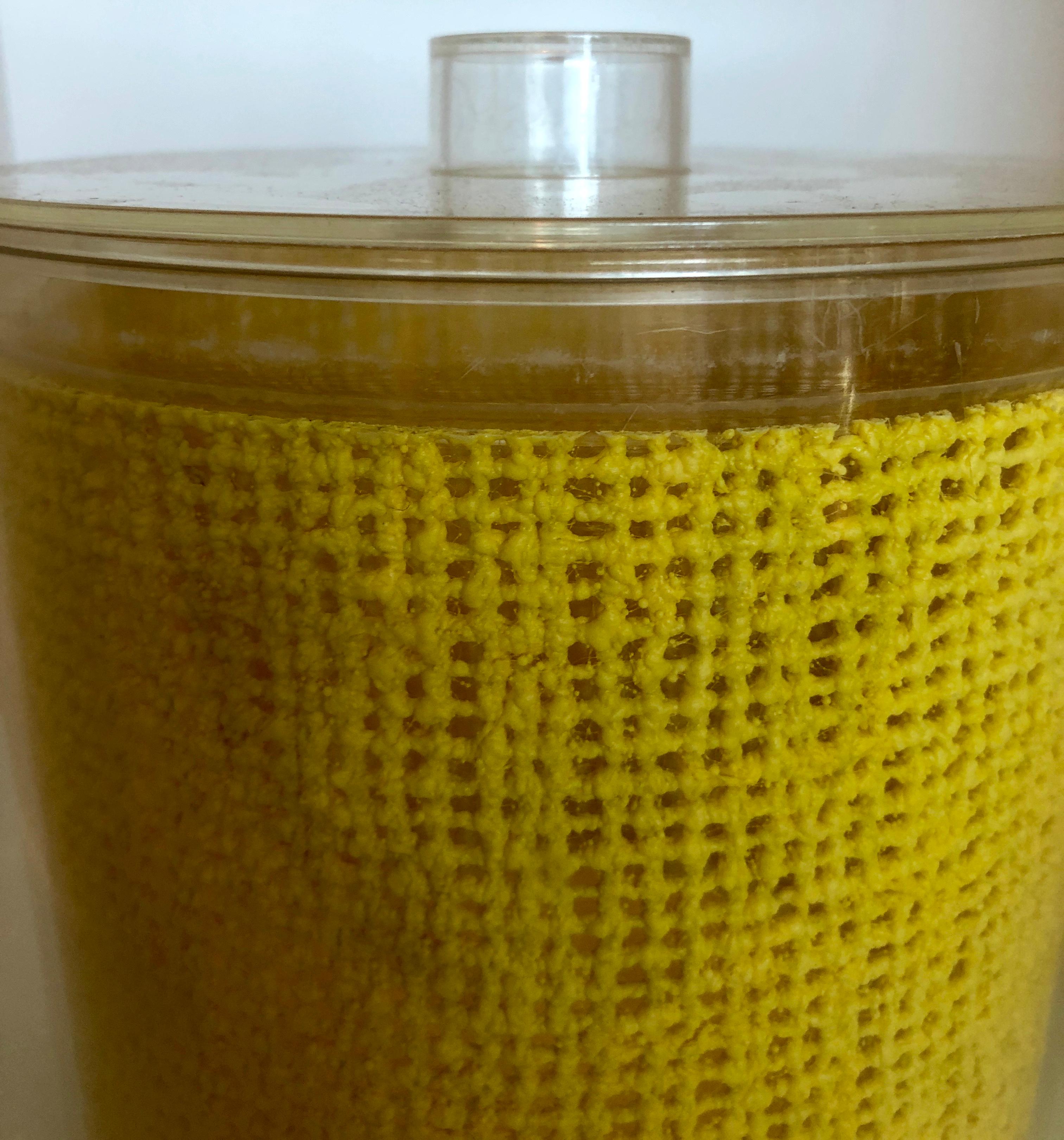 Georges Briard Yellow Embedded Raffia Lucite Covered Ice Bucket 2