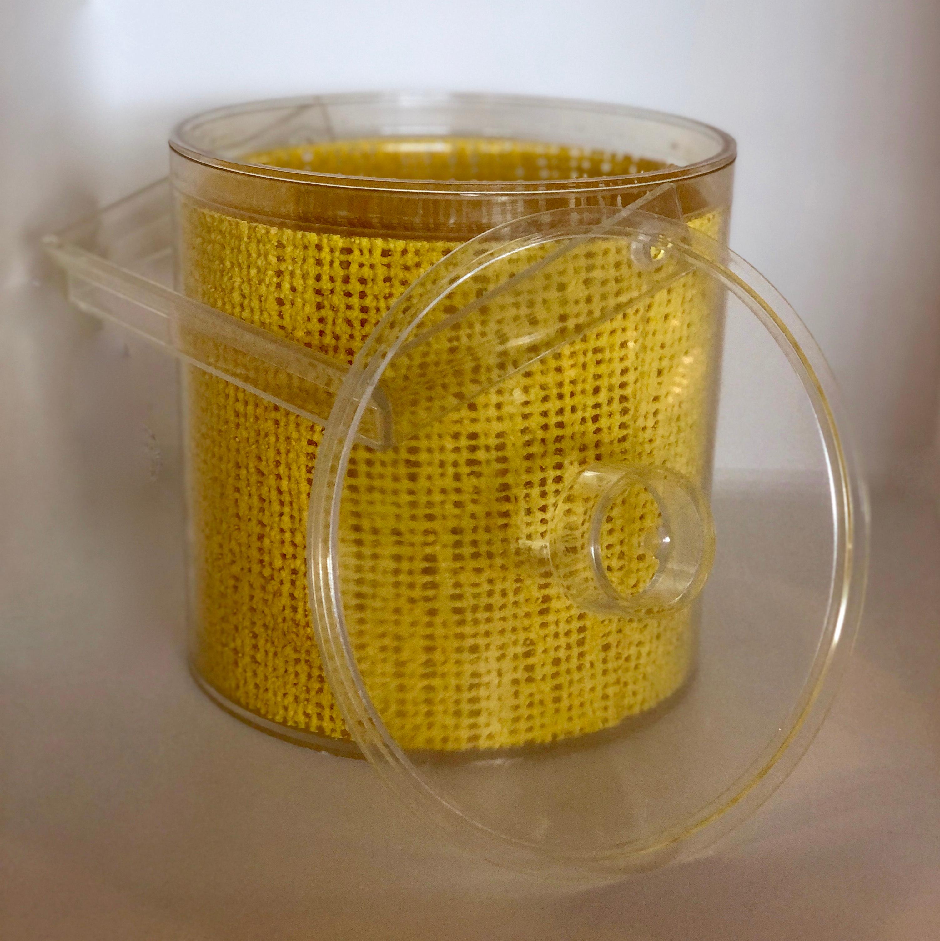 Georges Briard Yellow Embedded Raffia Lucite Covered Ice Bucket 7