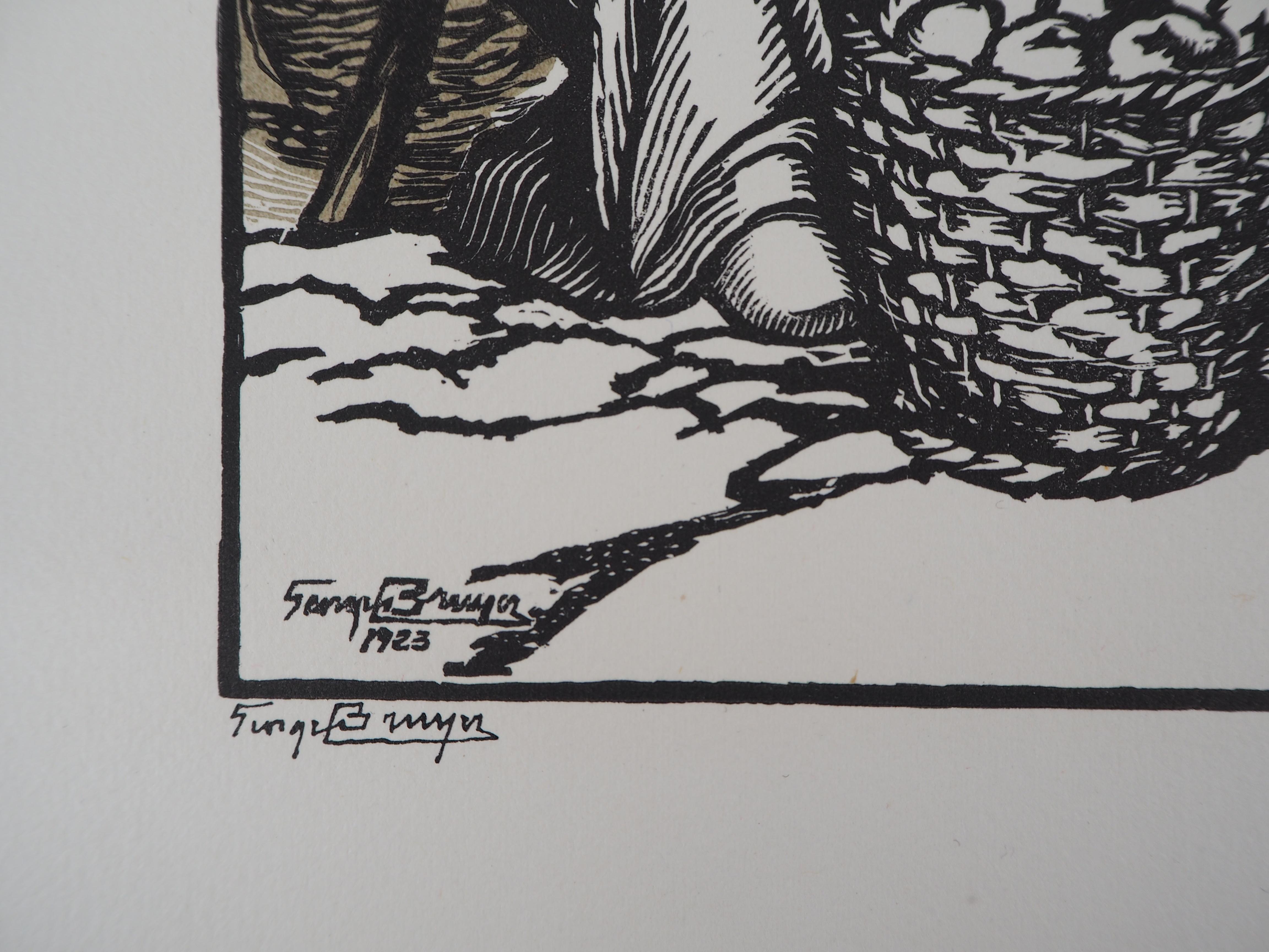 Georges BRUYER (1883-1962)
Fruttivendolo e bambino, 1923

Xilografia originale
Firmato a matita
Numerato /105
Su pergamena 32,5 x 25,5 cm (circa 13 x 10 pollici)
Porta il timbro a secco dell'editore 
