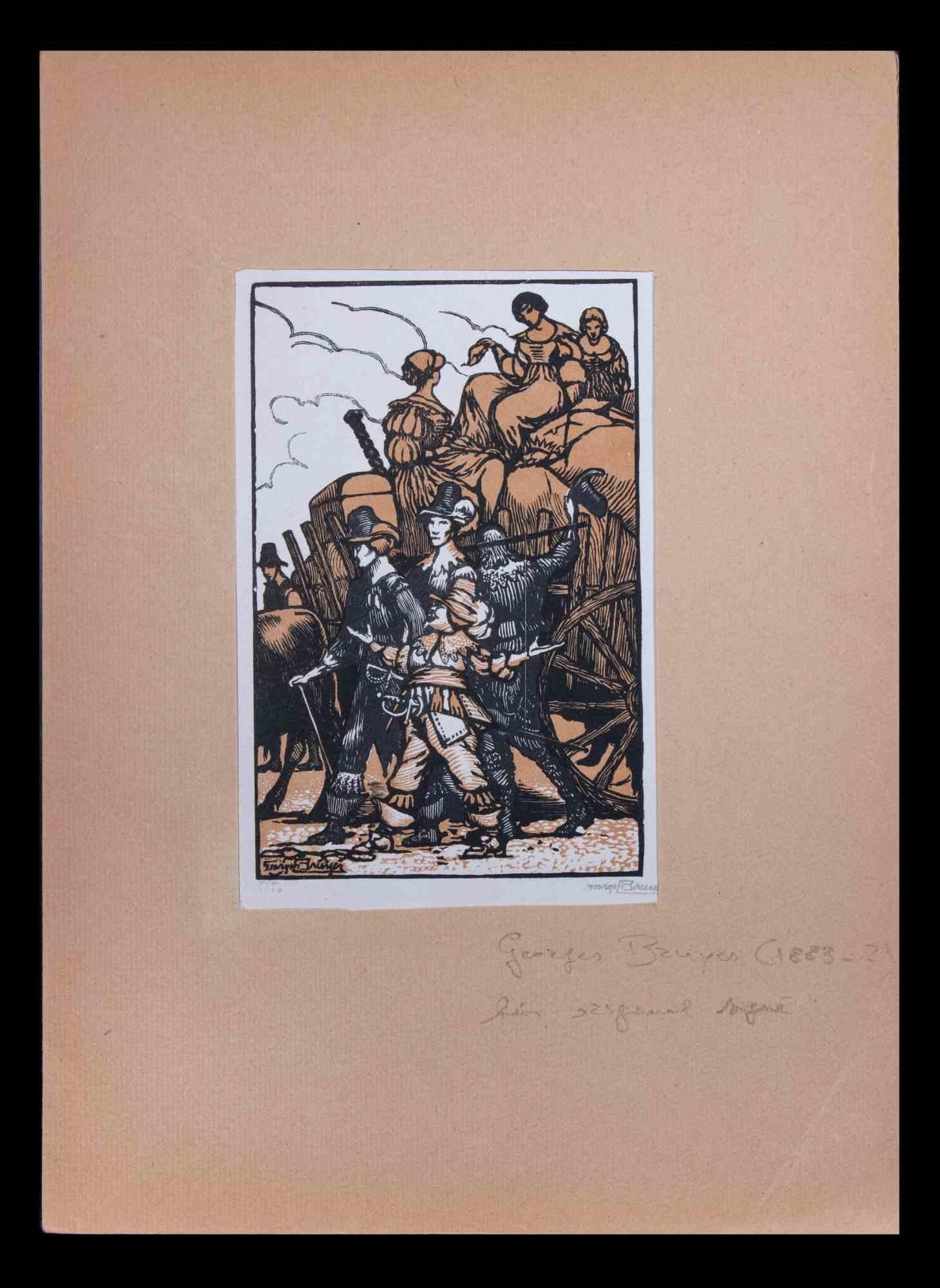 The Migration - Woodcut Print by Georges Bruyer - Early 20th Century For Sale 1