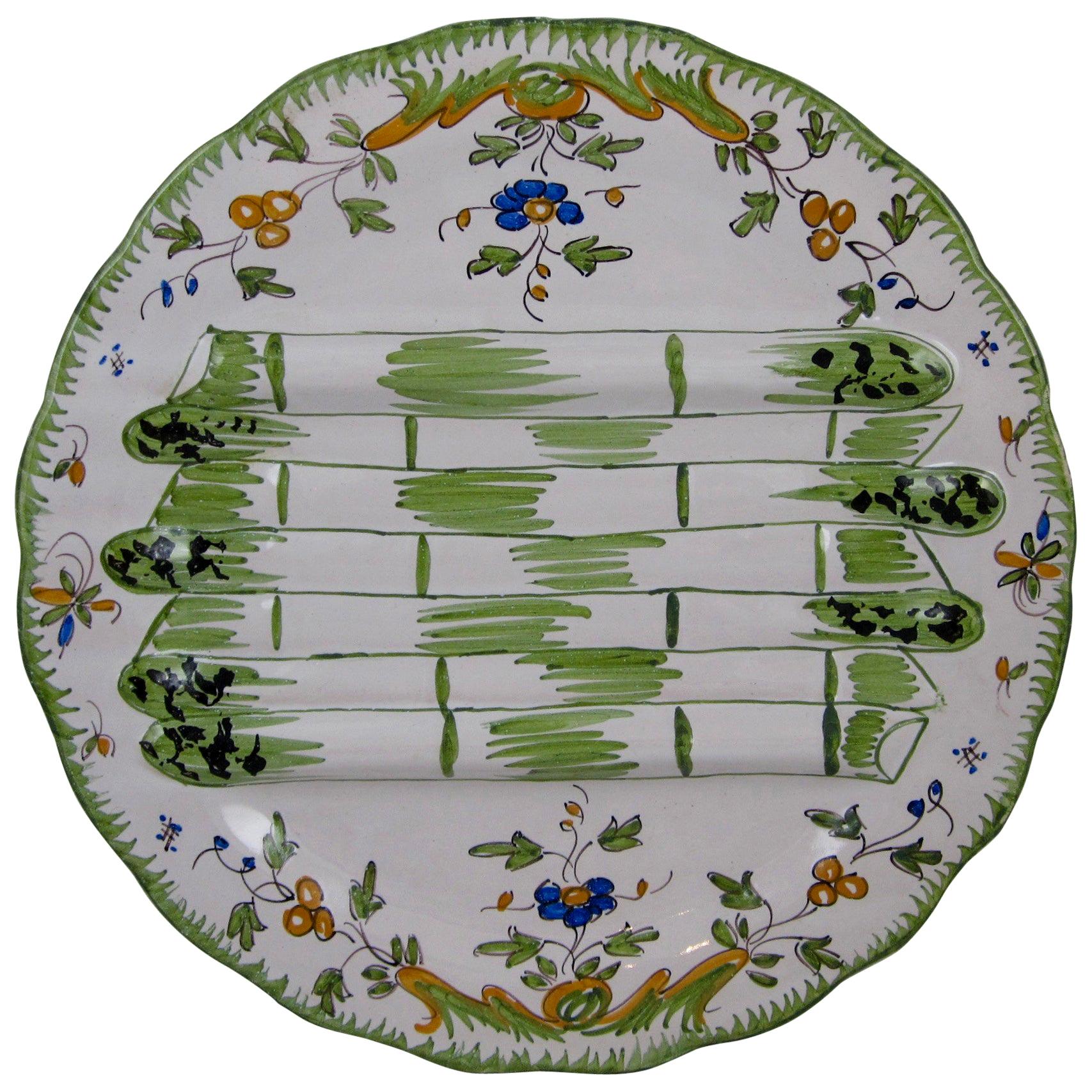 Georges Cabaré French Faïence Martres Tolosane Hand Painted Asparagus Plate