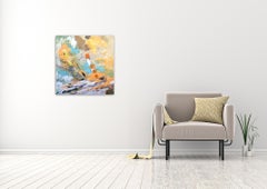 Au Pré - Boats In The Ocean - Abstract Oceanscape Painting by GECA