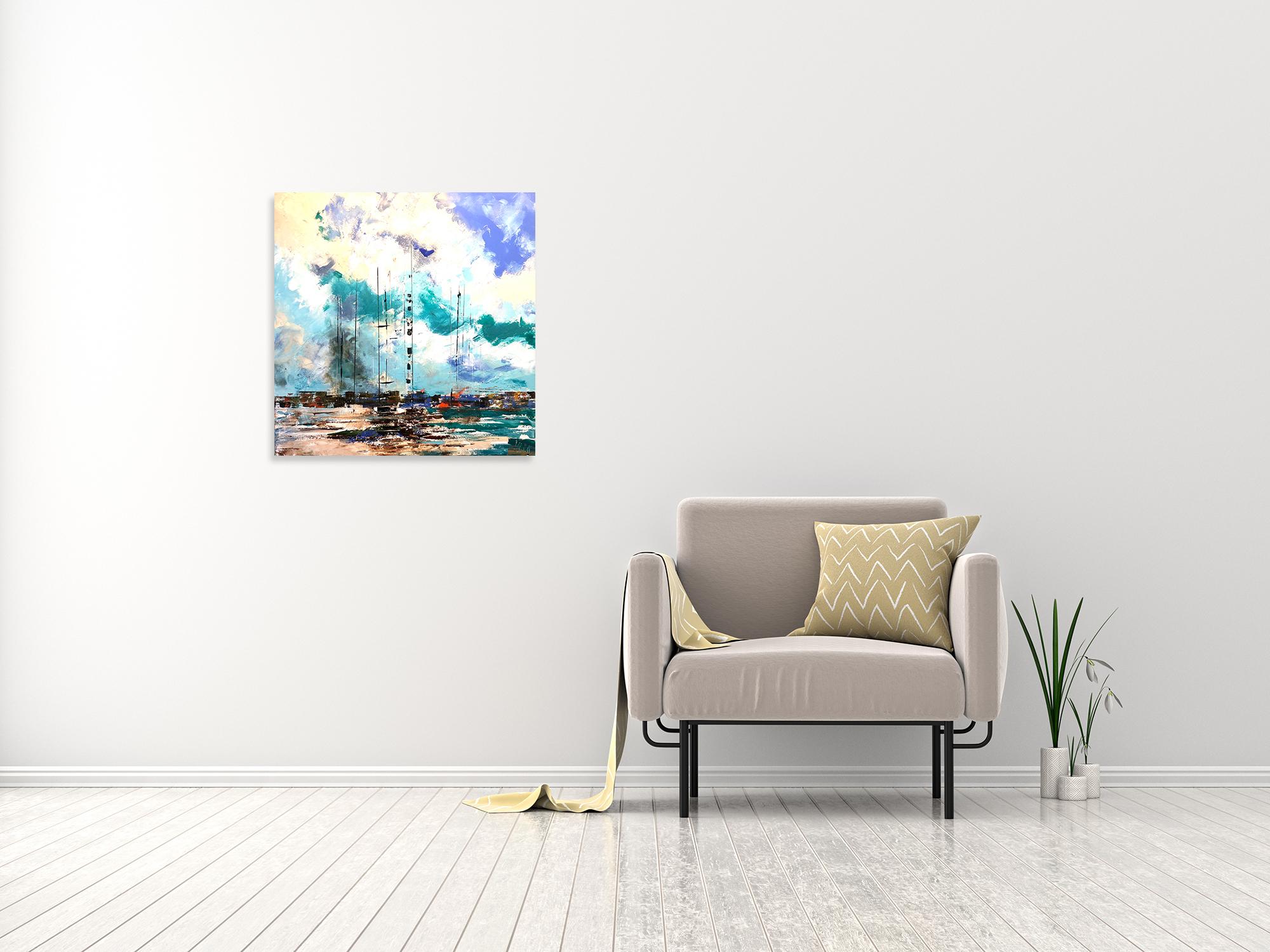 Sérénité - Pintura abstracta de paisaje oceánico por GECA - Painting de Georges Cabot