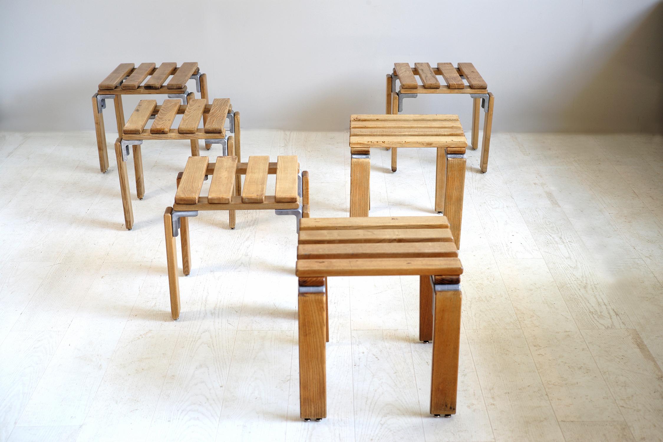 Georges Candilis and Anja Blomstedt, Set of 6 Stools, France, 1969 3