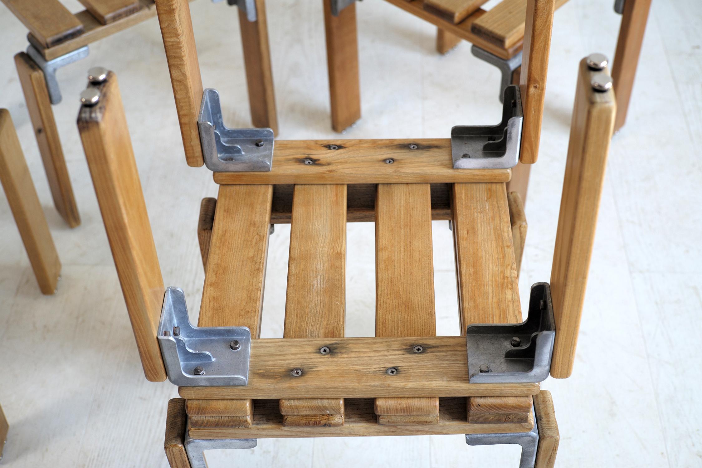 Aluminum Georges Candilis and Anja Blomstedt, Set of 6 Stools, France, 1969