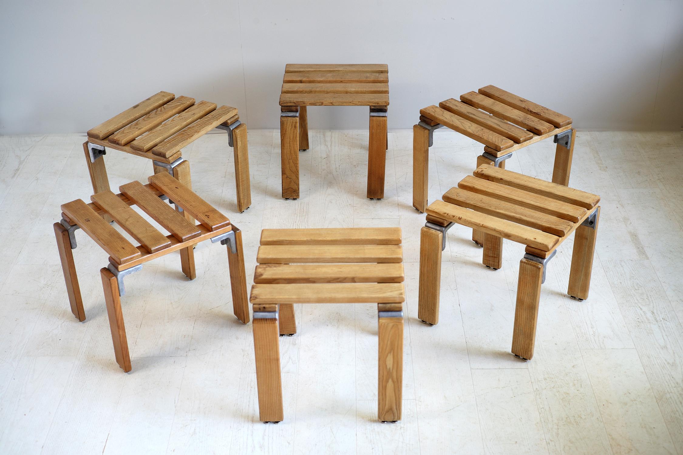 Georges Candilis and Anja Blomstedt, Set of 6 Stools, France, 1969 2