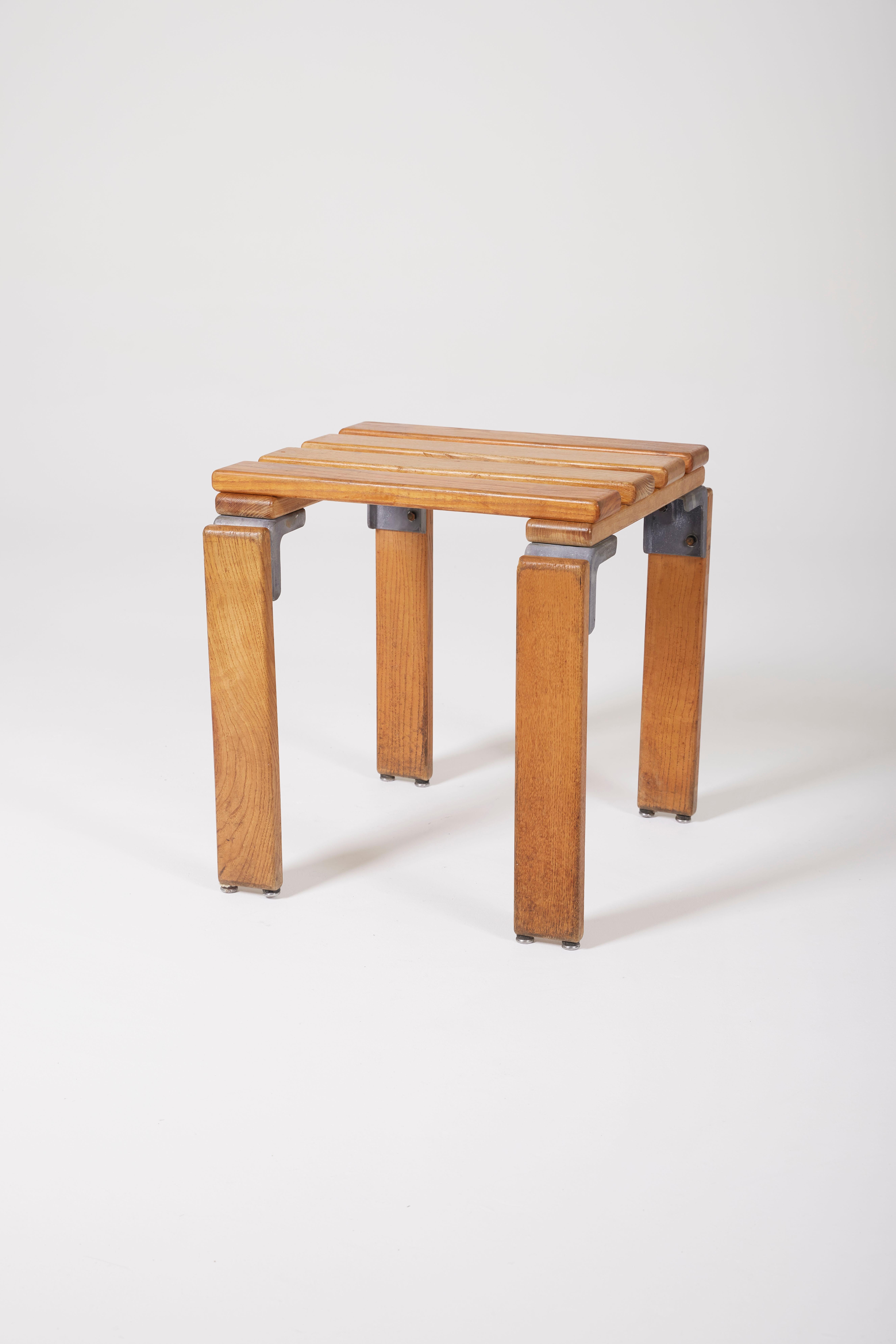 20th Century Georges Candilis wooden stool For Sale