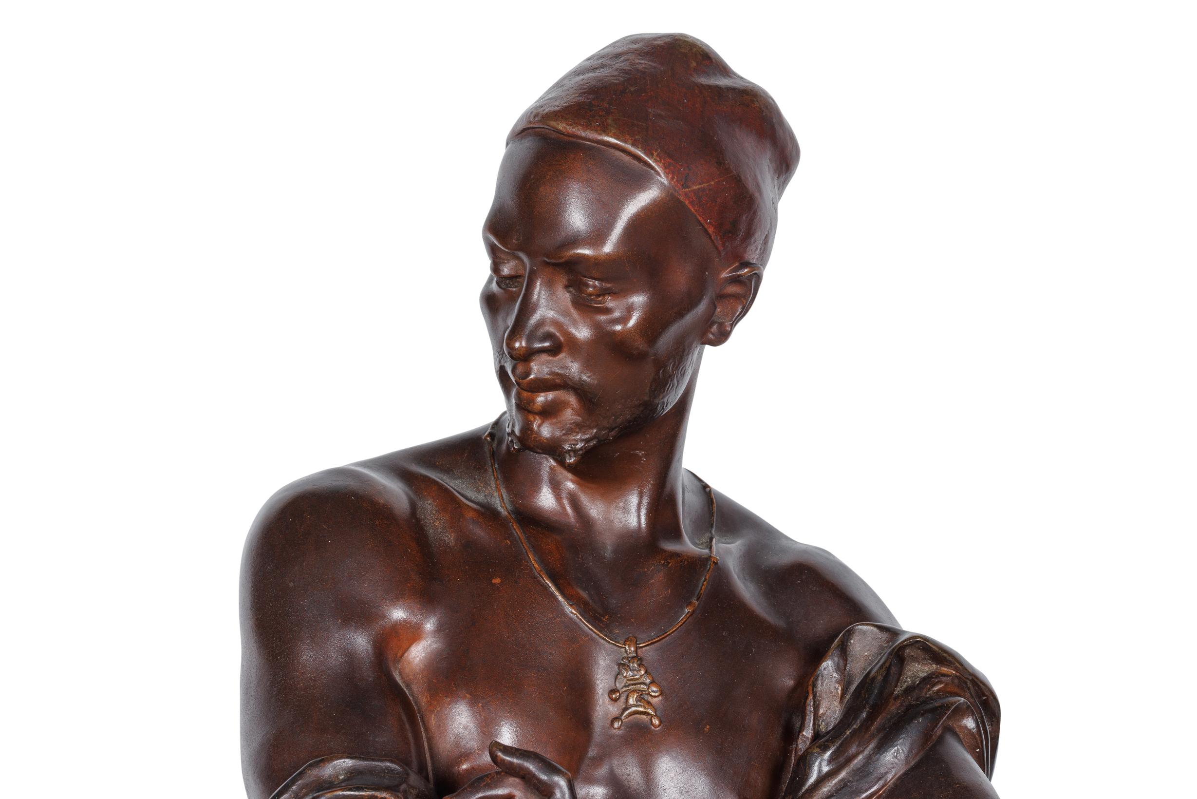 Le Garde Du Harem, una monumentale scultura orientale in bronzo di G. Coudray - Sculpture di Georges Charles Coudray