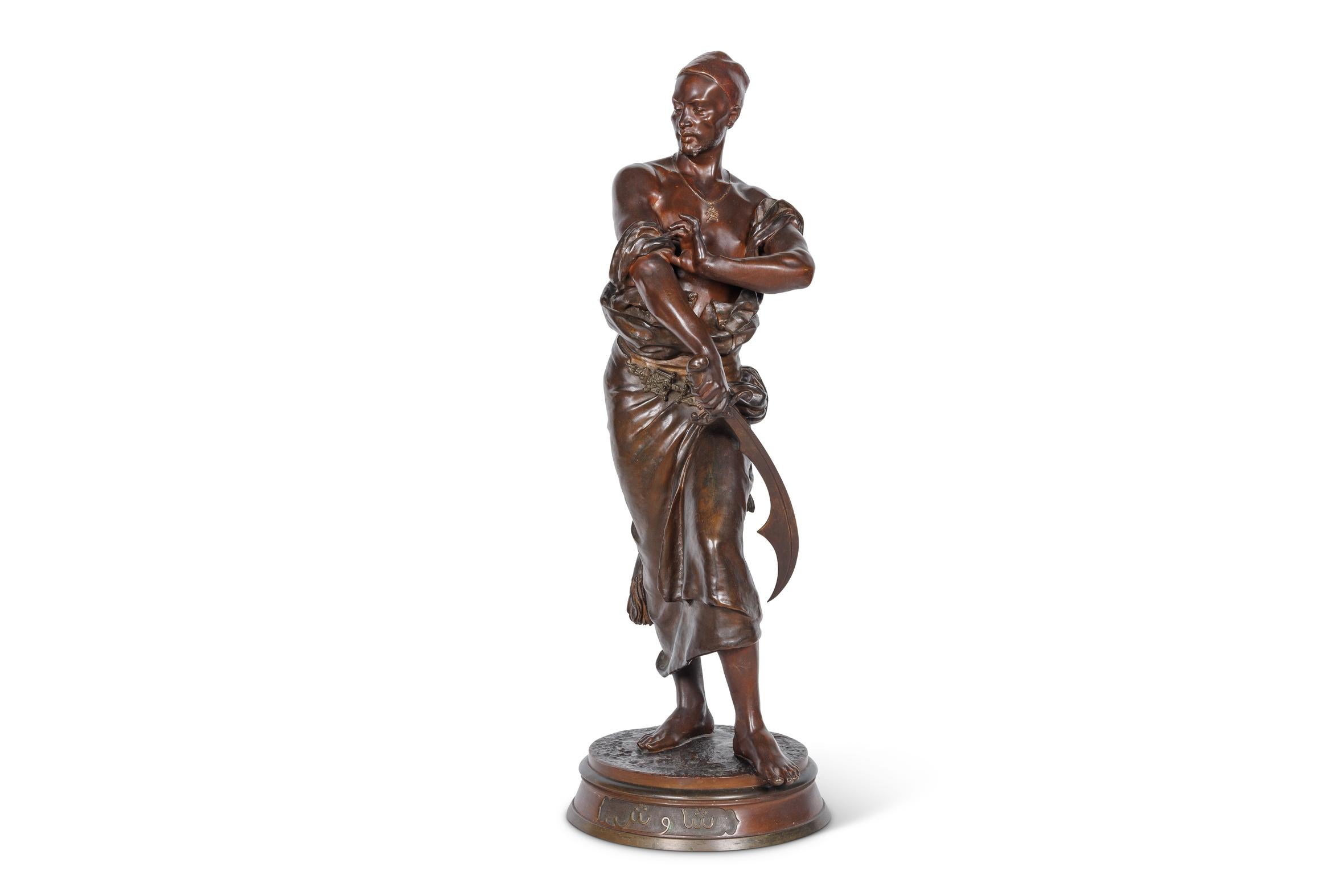 Figurative Sculpture di Georges Charles Coudray - Le Garde Du Harem, una monumentale scultura orientale in bronzo di G. Coudray