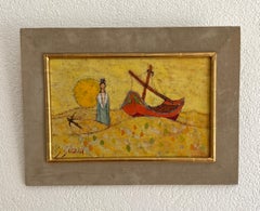 Camargue, French Oil Painting on Canvas, Framed, 1960s Landscape