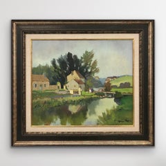 20th Century Impressionist River Landscape Oil Painting by French Modern Artist