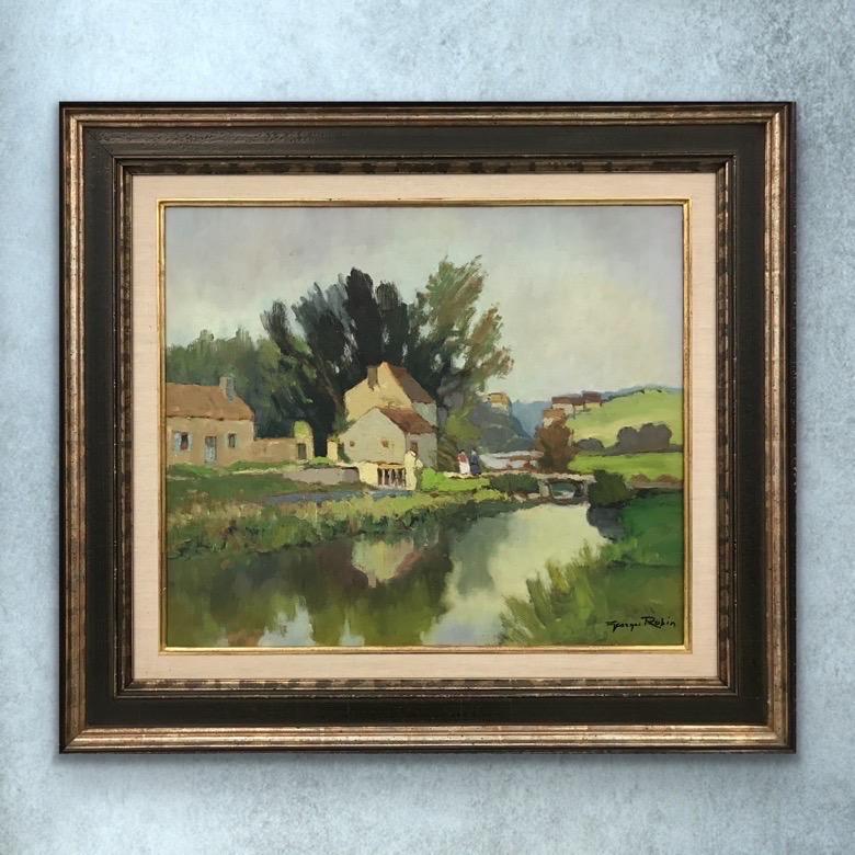 Impressionistische Flusslandschaft des 20. Jahrhunderts, Ölgemälde des französischen Künstlers der Moderne (Nachkriegszeit), Painting, von Georges Charles Robin