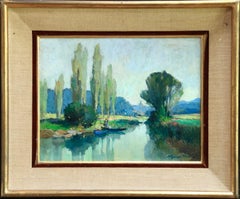 Bords du Loing pres de Fontenay - River in Landscape by Georges Charles Robin