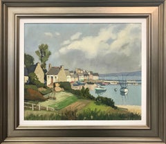 Vintage Brittany Coastal Painting France by Modern French Impressionist Landscape Artist