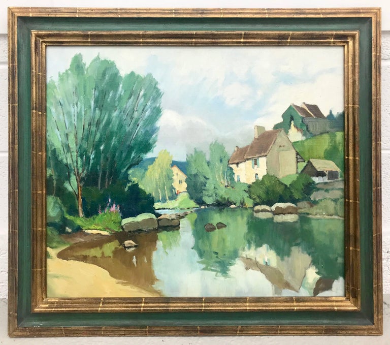20th Century Riverside Impressionist Landscape Painting by Modern French Artist For Sale 7