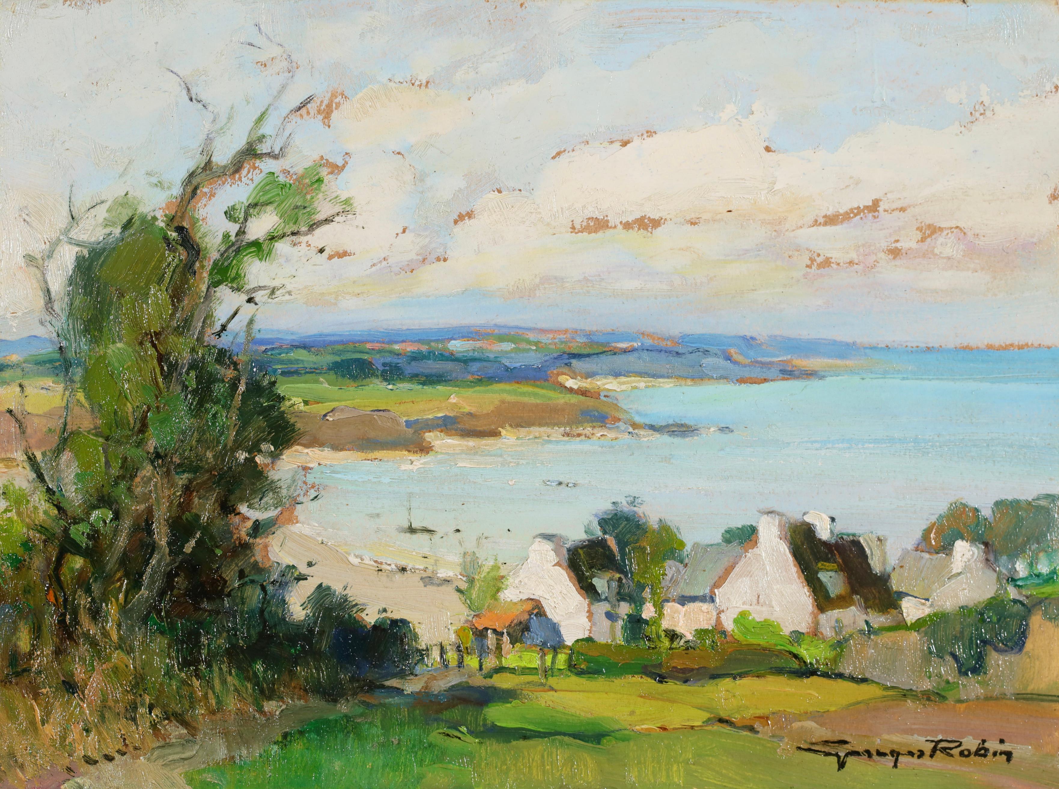 La Baie D'Yffiniac - Post Impressionist Landscape Oil by Charles Robin - Painting by Georges Charles Robin