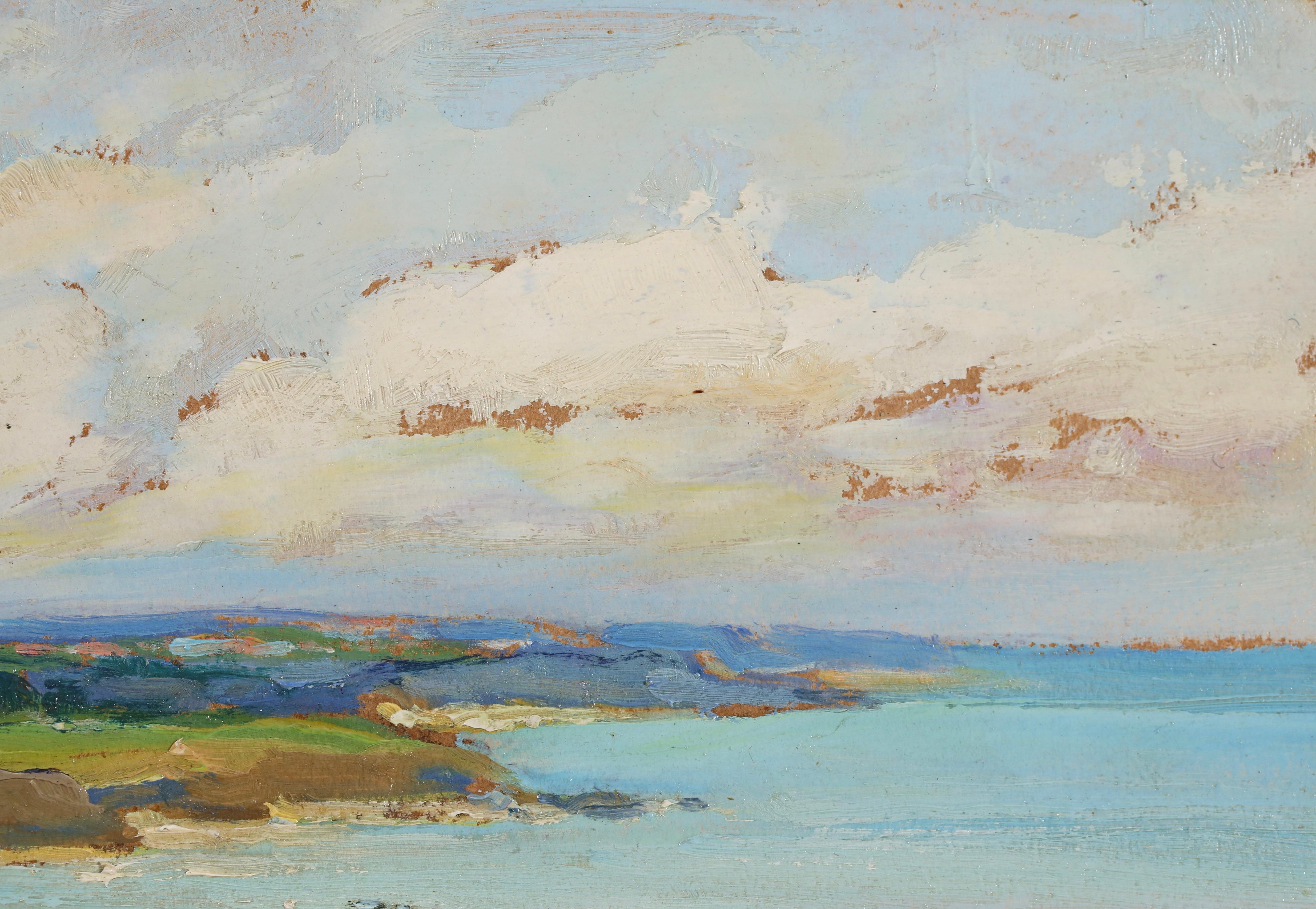 La Baie D'Yffiniac - Post Impressionist Landscape Oil by Charles Robin - Post-Impressionist Painting by Georges Charles Robin