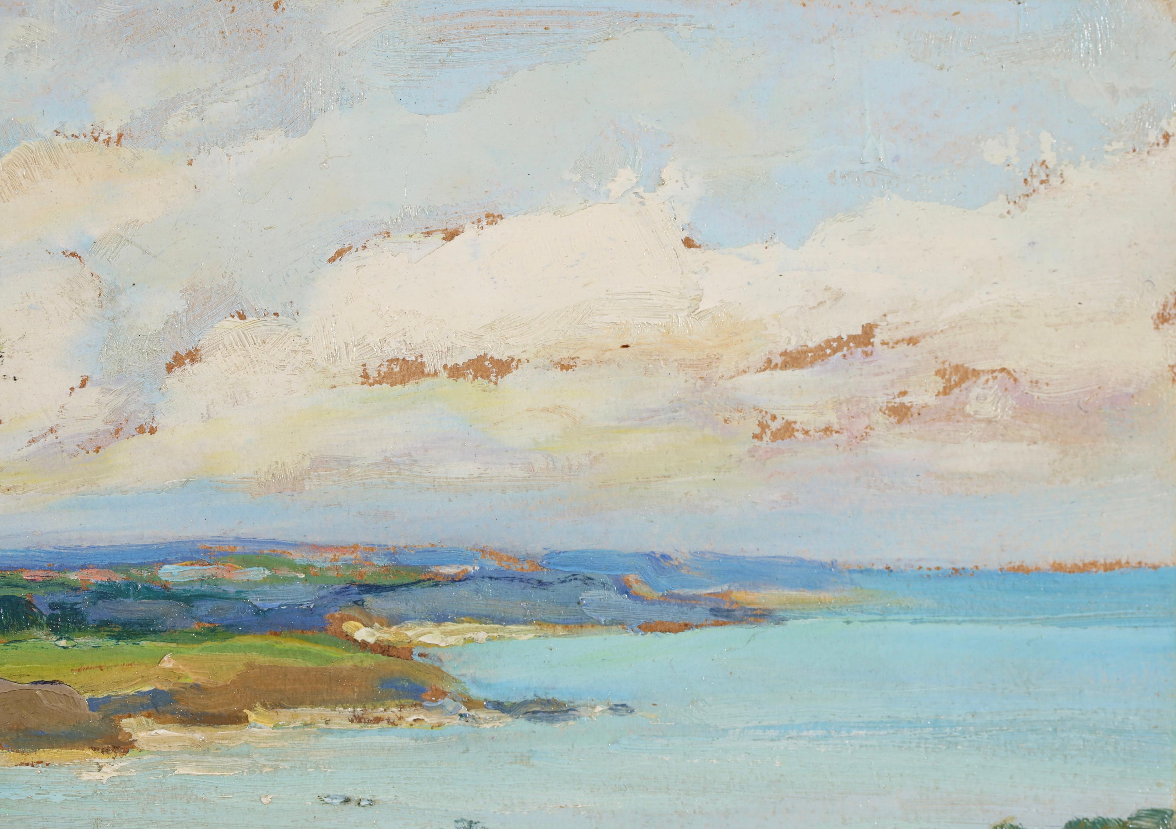 La Baie D'Yffiniac - Post Impressionist Landscape Oil by Charles Robin - Brown Landscape Painting by Georges Charles Robin