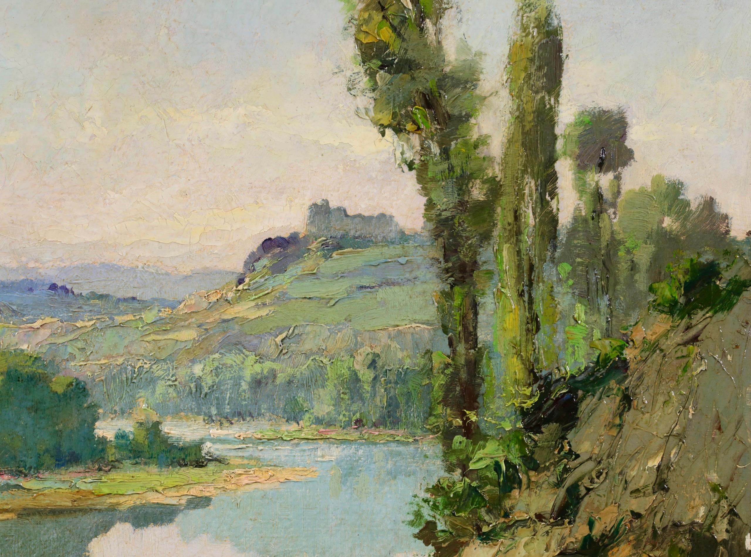 Vue de Dordogne - Post Impressionist Landscape Oil Painting by Charles Robin For Sale 1