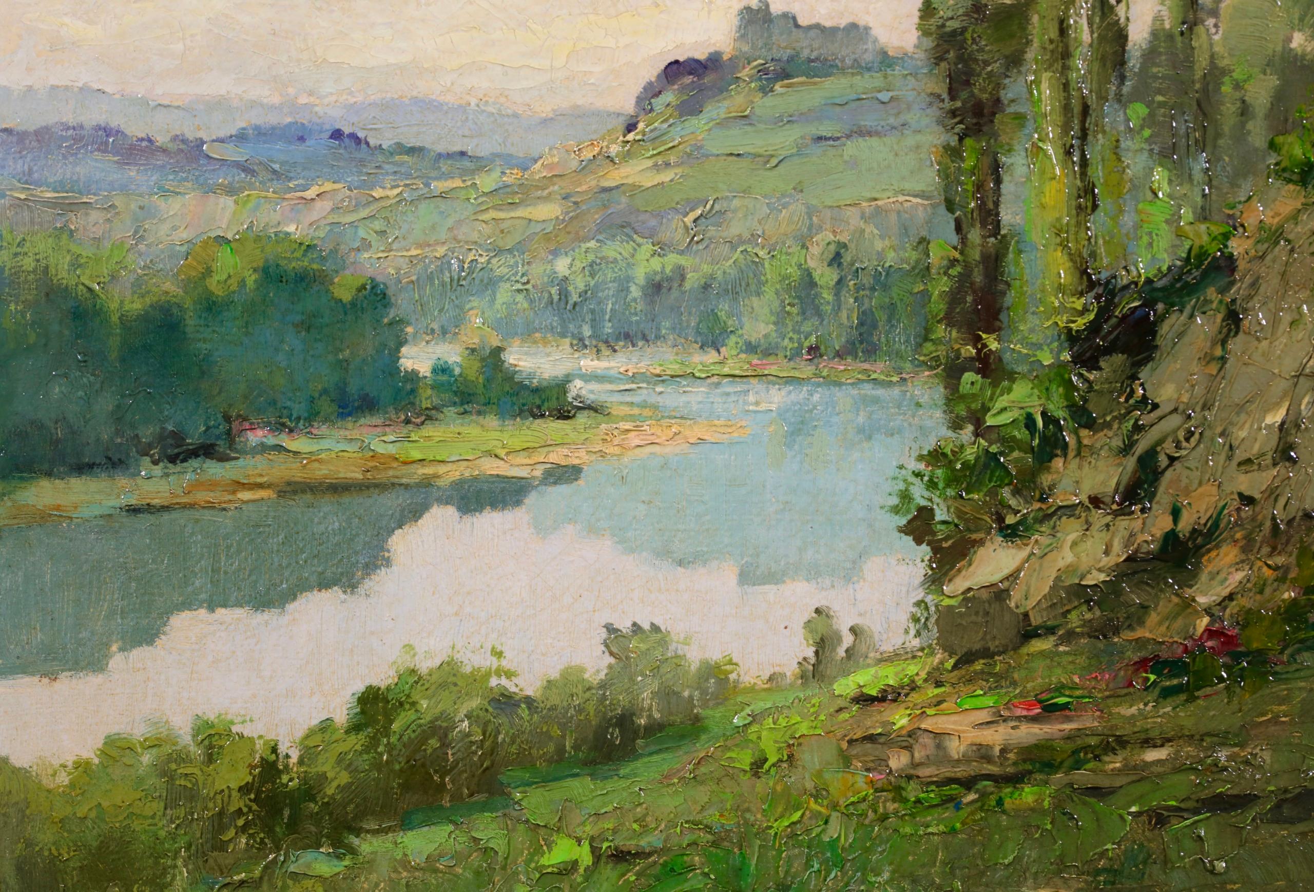 Vue de Dordogne - Post Impressionist Landscape Oil Painting by Charles Robin For Sale 4