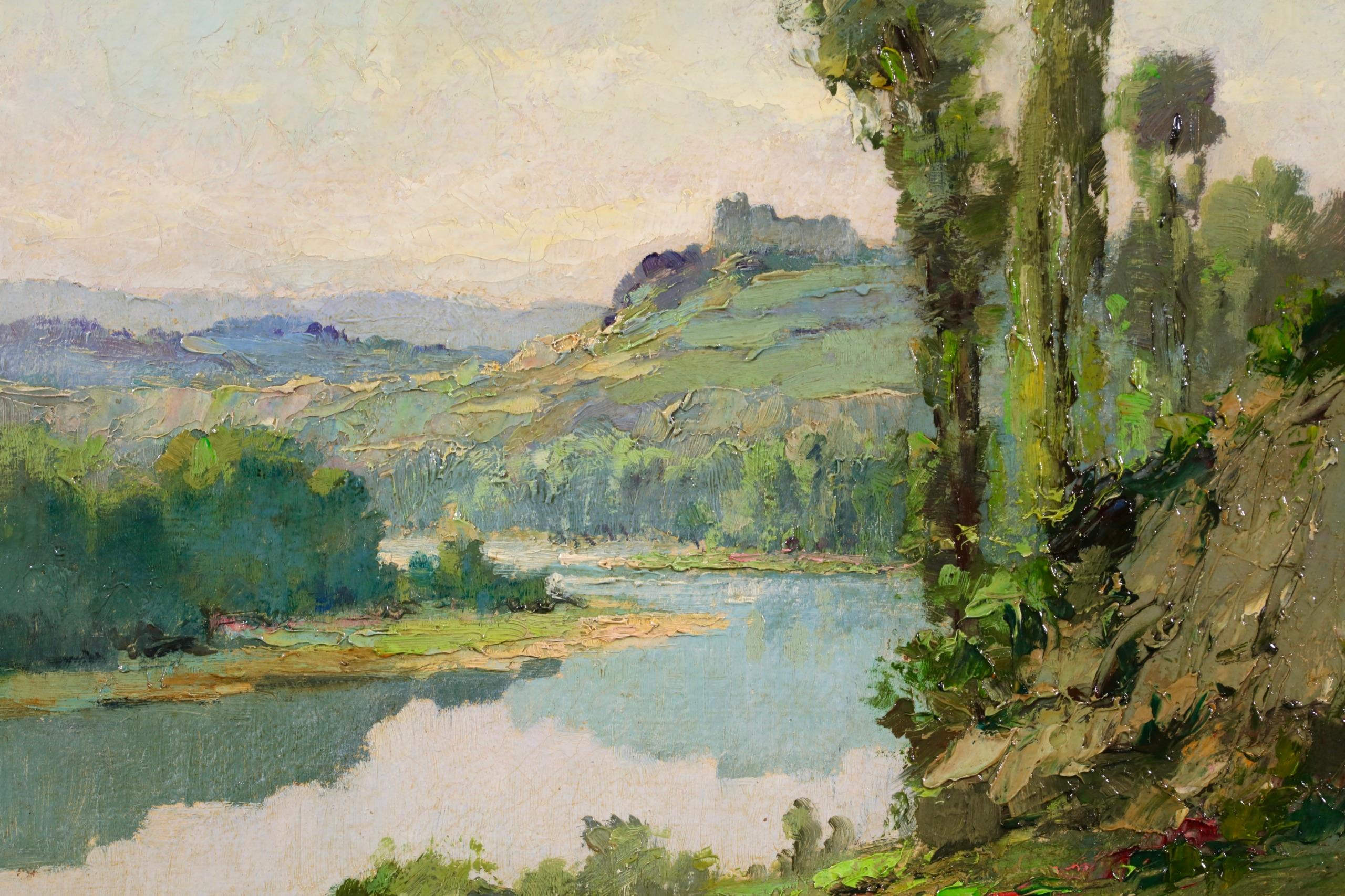Vue de Dordogne - Post Impressionist Landscape Oil Painting by Charles Robin For Sale 5
