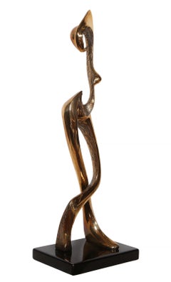 Donna danzante, scultura in bronzo Art Déco con patina dorata di Georges Charpentier