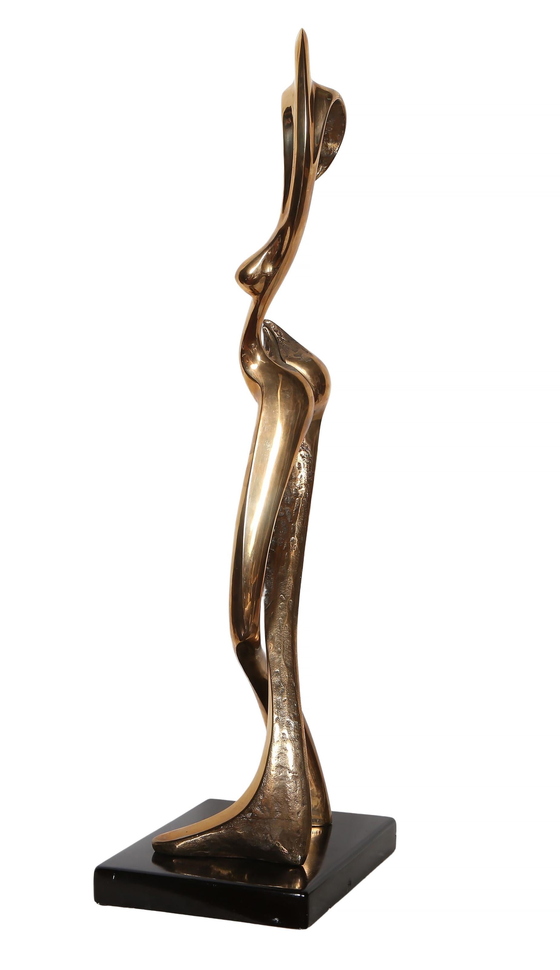 Femme dansante, Sculpture Art Déco en bronze à patine dorée de Georges Charpentier en vente 6