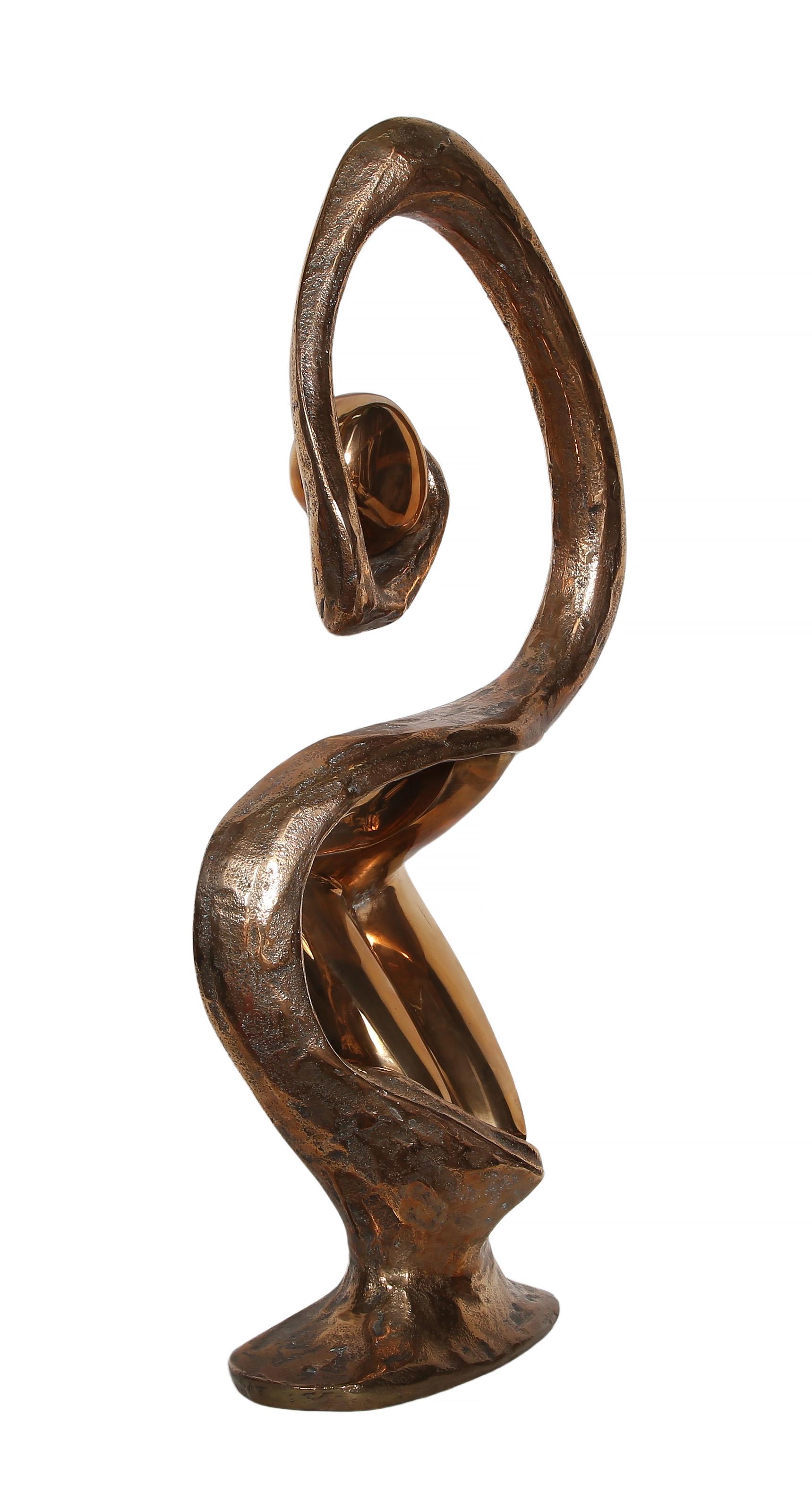 Nu dans l'abstrait, Modernity Sculpture en bronze à patine dorée - Marron Abstract Sculpture par Georges Charpentier
