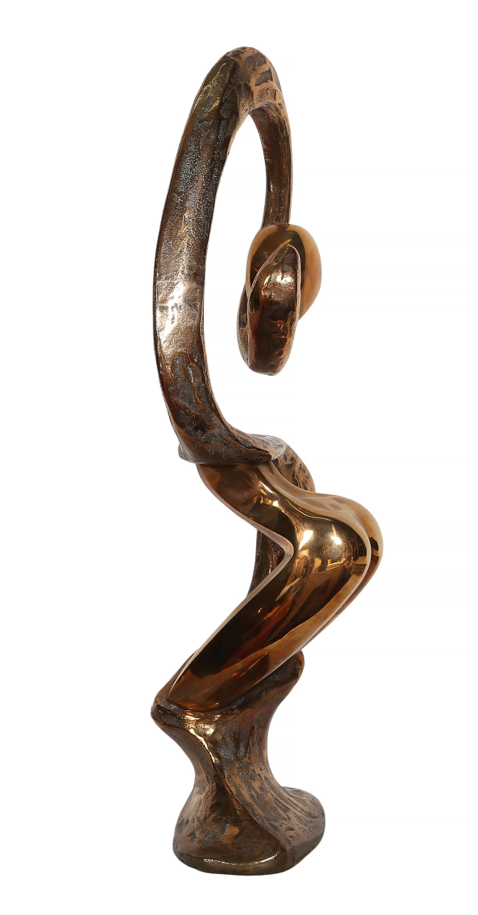 Nu dans l'abstrait, Modernity Sculpture en bronze à patine dorée en vente 2