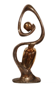 Desnudo en abstracto, escultura moderna de bronce con pátina dorada